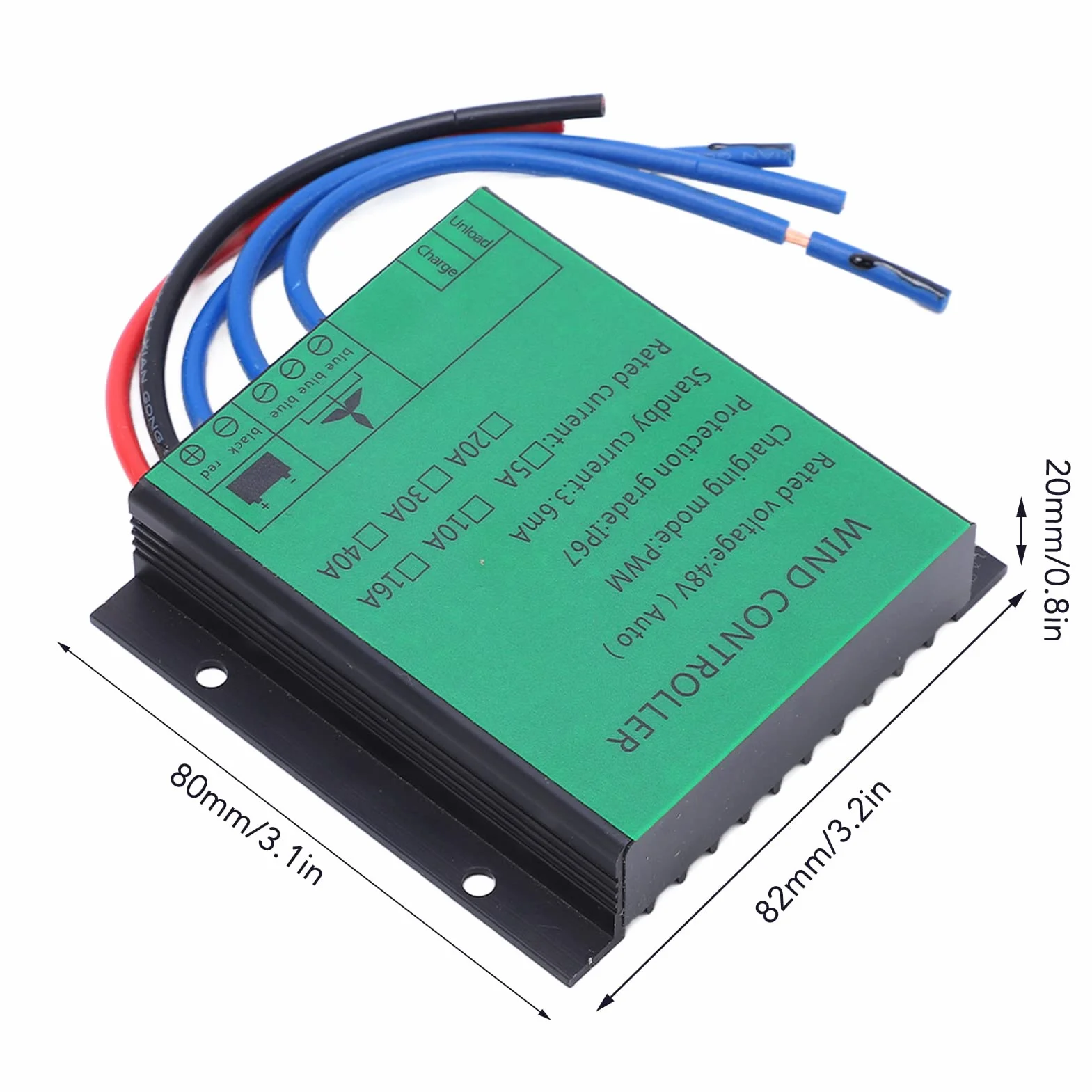 Regulator generatora turbin wiatrowych, LED 48V Wskazujący ochronę IP67 obudowa ze stopu aluminium kontroler generatora turbiny wiatrowej do baterii (10A)
