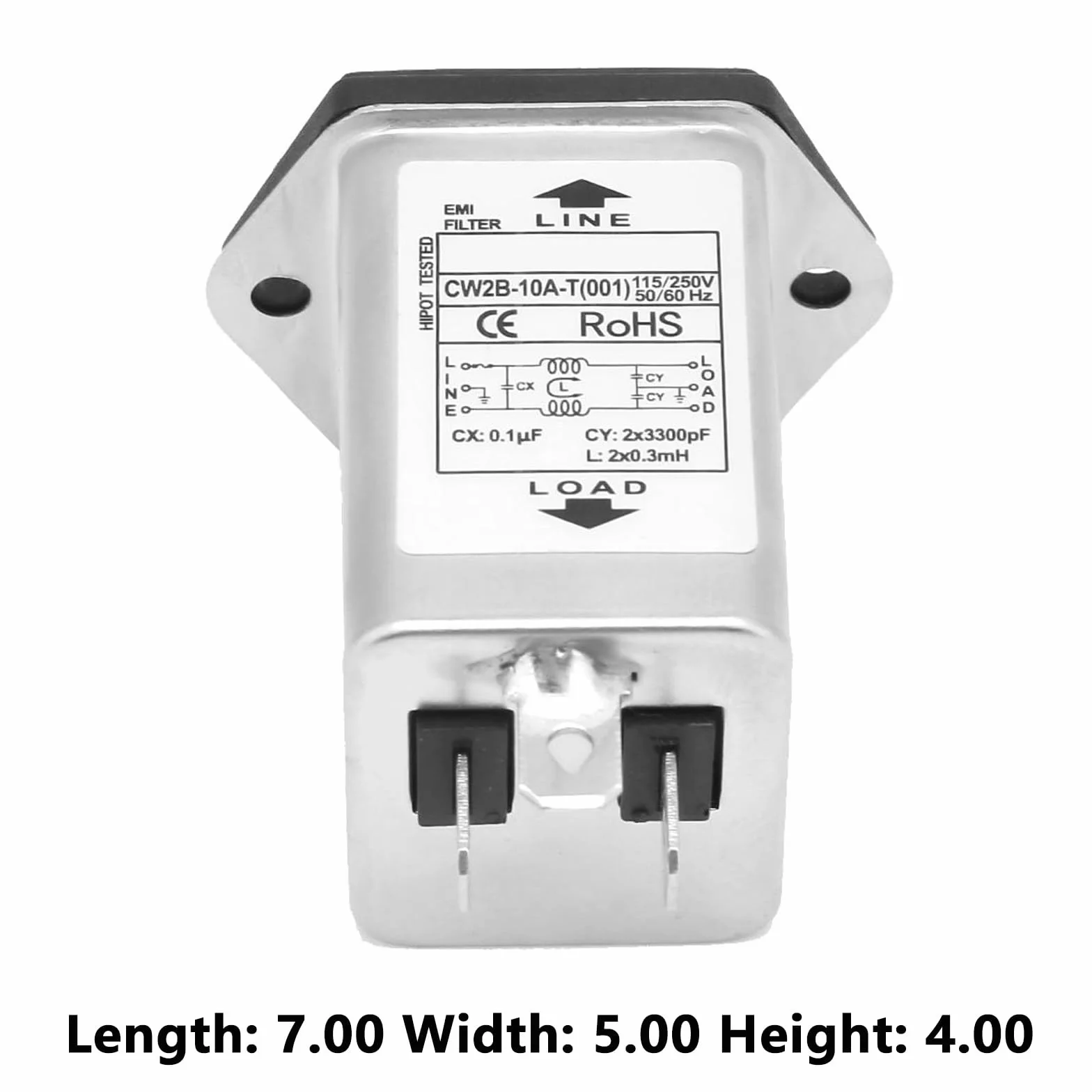 CW2B-10a T (001) Filtr Zasilania EMI Z Gniazdem Bezpiecznika 2 W 1 Pojedynczy Bezpiecznik 125/250 V