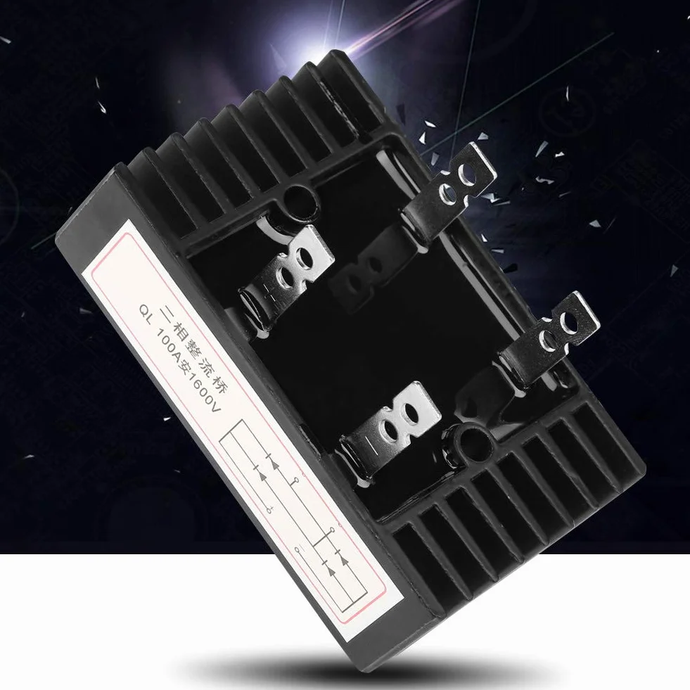 2-fazowy prostownik mostowy, 2-fazowy prostownik diodowy, 100A 1600V Napięcie mostu prostownik o dużej mocy z radiatorem, dobry komponenty elektroniczne