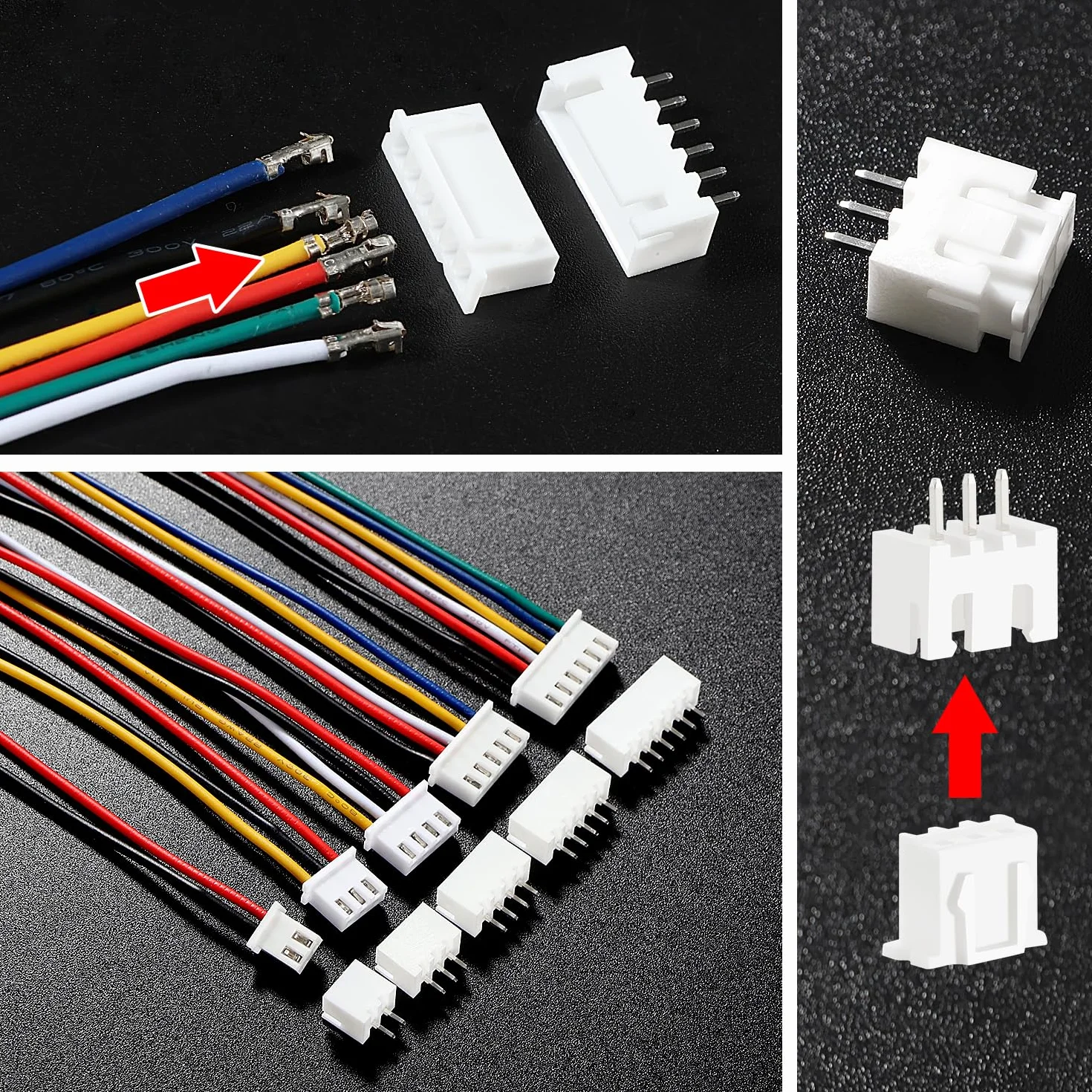 YIXISI 460 Sztuk 2/3/4/5/6-pinowy Zestaw Złączy JST 2.54mm, Złącze Kabla Adaptera JST-XH, Złącze Męskie i Żeńskie-JST