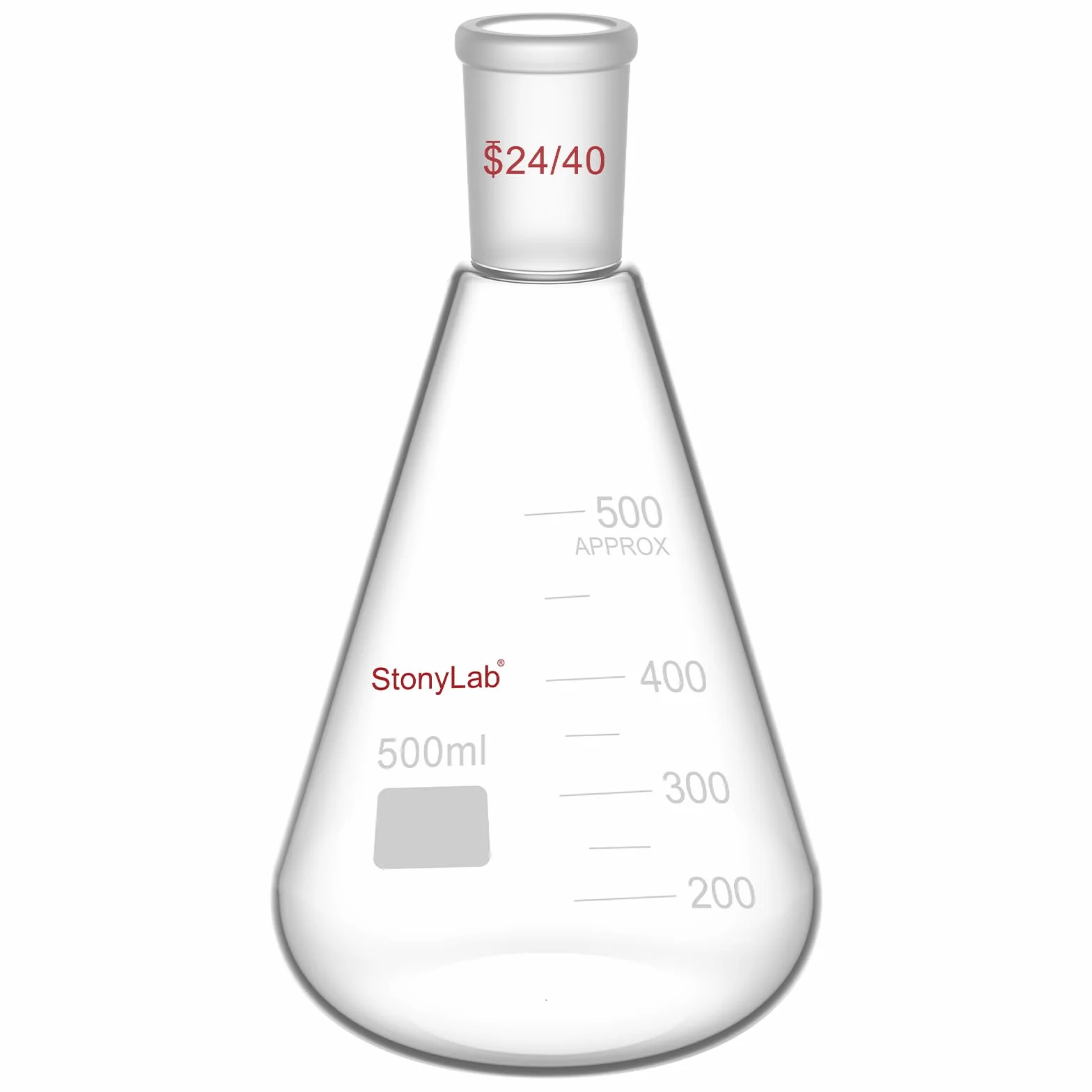 Erlenmeyer Flask 24/40 500ml Vidrio de Borosilicato Pared Gruesa con Junta Cónica