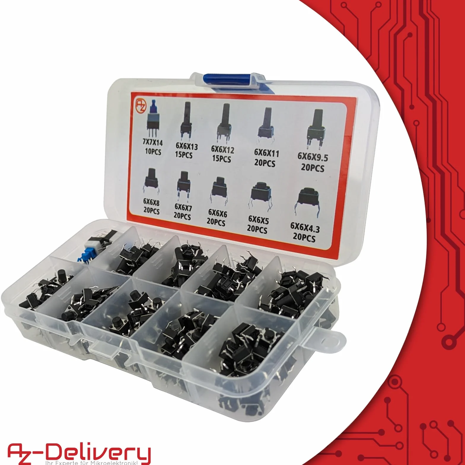 AZDelivery Zestaw 180 sztuk Mikroprzełączników