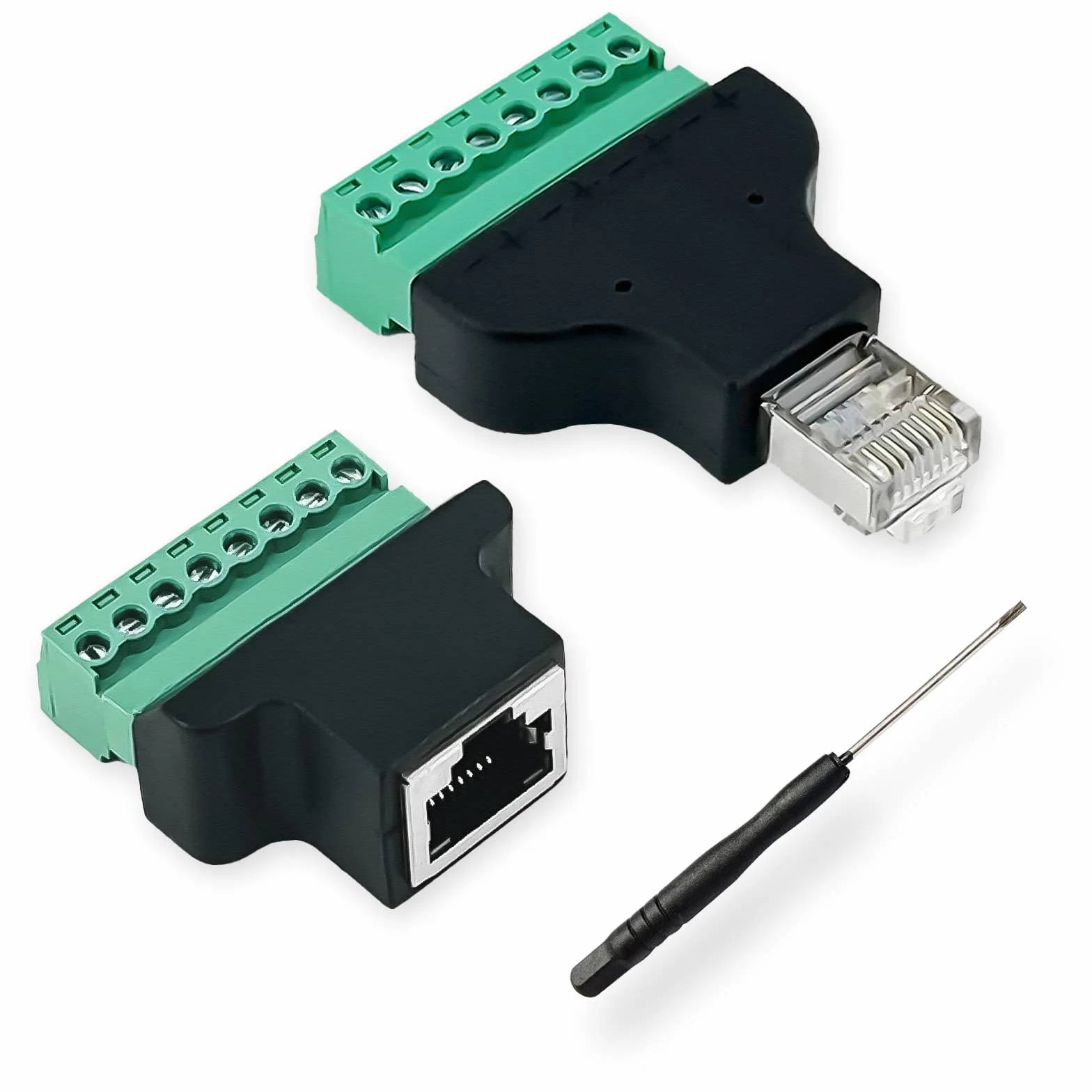 Covvy Gniazdo RJ45 żeńskie 8-pinowe do bloku terminala CCTV Ethernet złącze