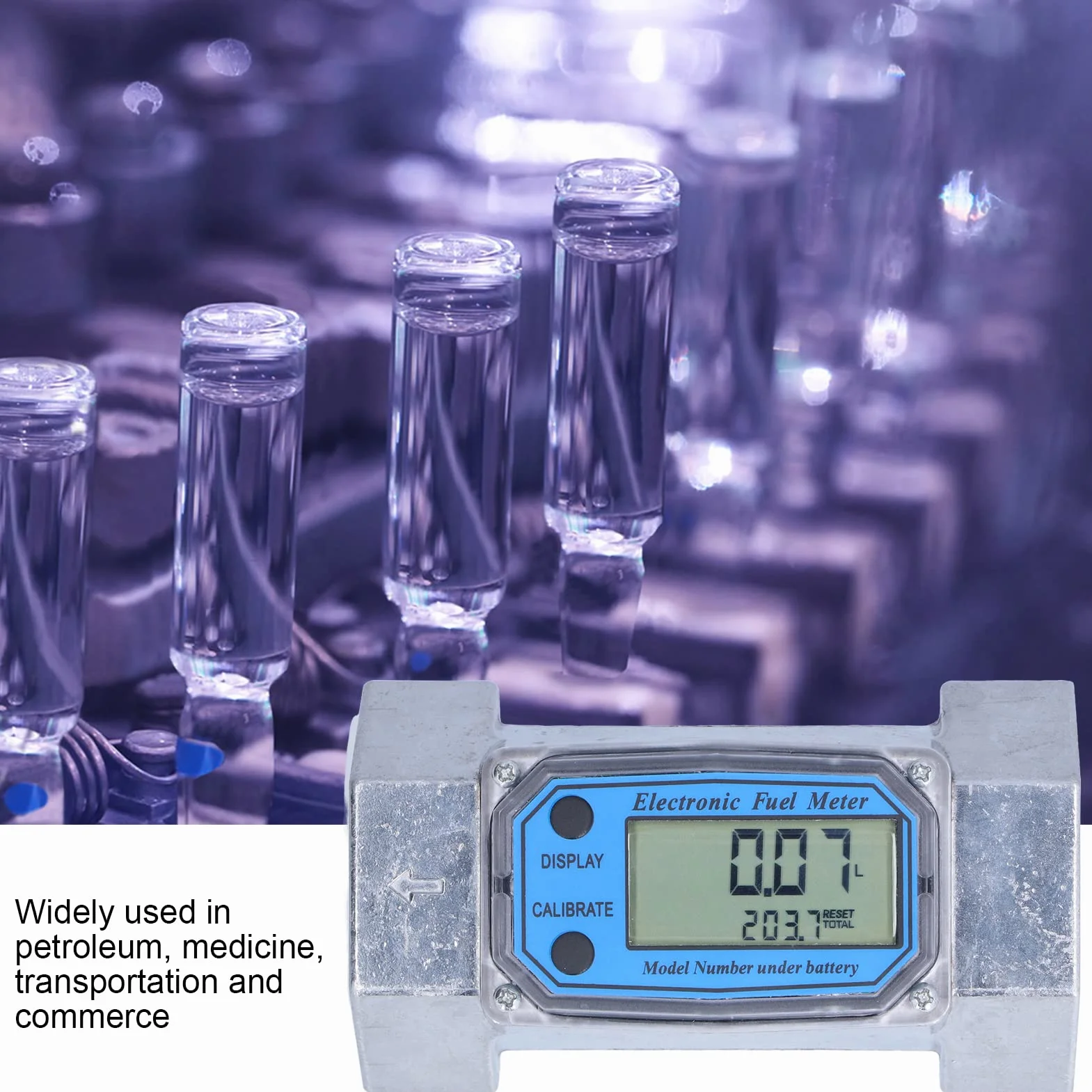 2-calowy Przepływomierz Turbinowy, od 35 do 200 L/min Elektroniczny Cyfrowy Przepływomierz Paliwa Płynnego Wody Gazowego 2,3 V-3,3 V LLW-50