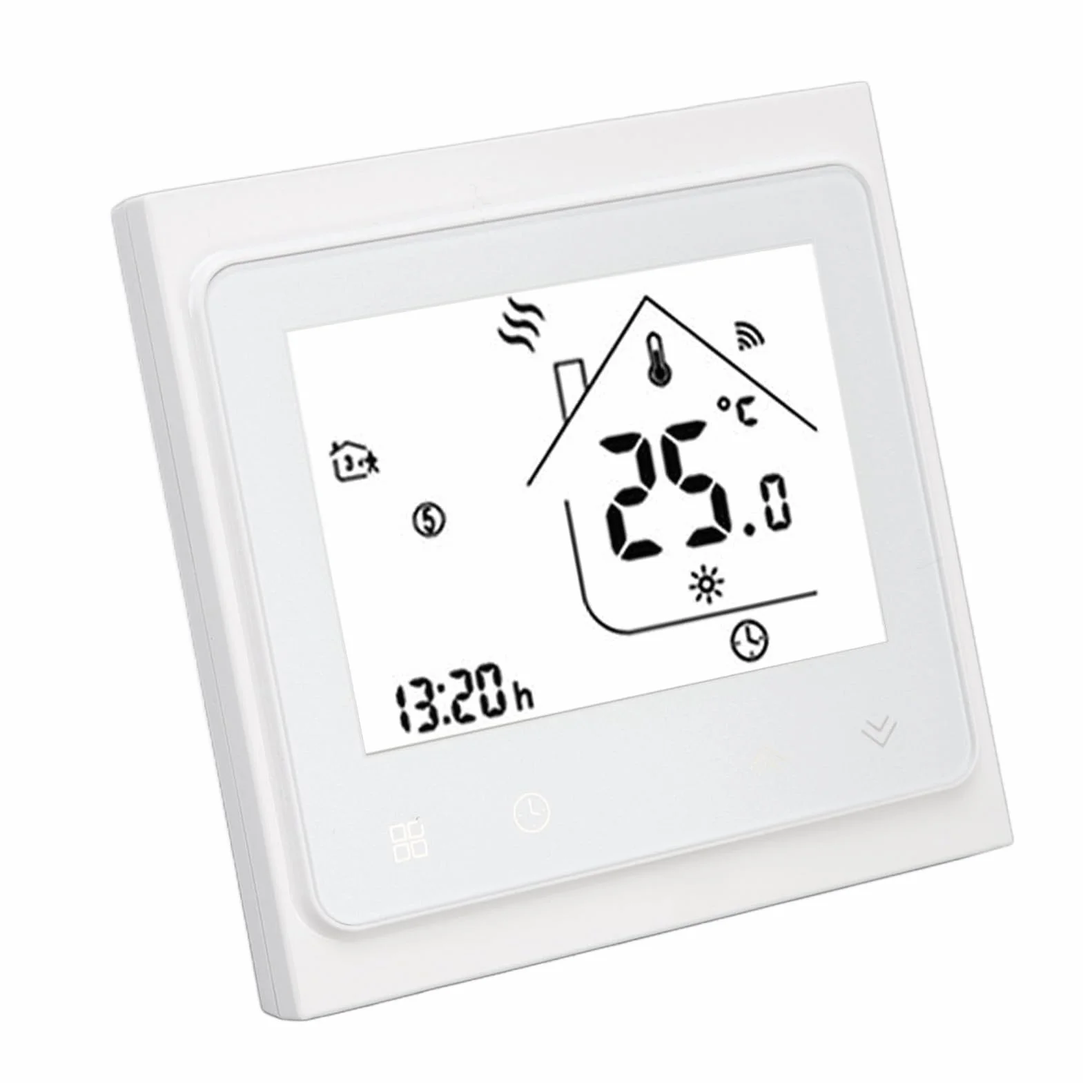 Termostat Cyfrowy, Inteligentny Termostat Cyfrowy AC 95–240 V, Biały, Kontrola za pomocą Aplikacji Bezprzewodowej, Obsługa 50 zaworów. Wysokiej Jakości materiał PP ABS, Piloty i