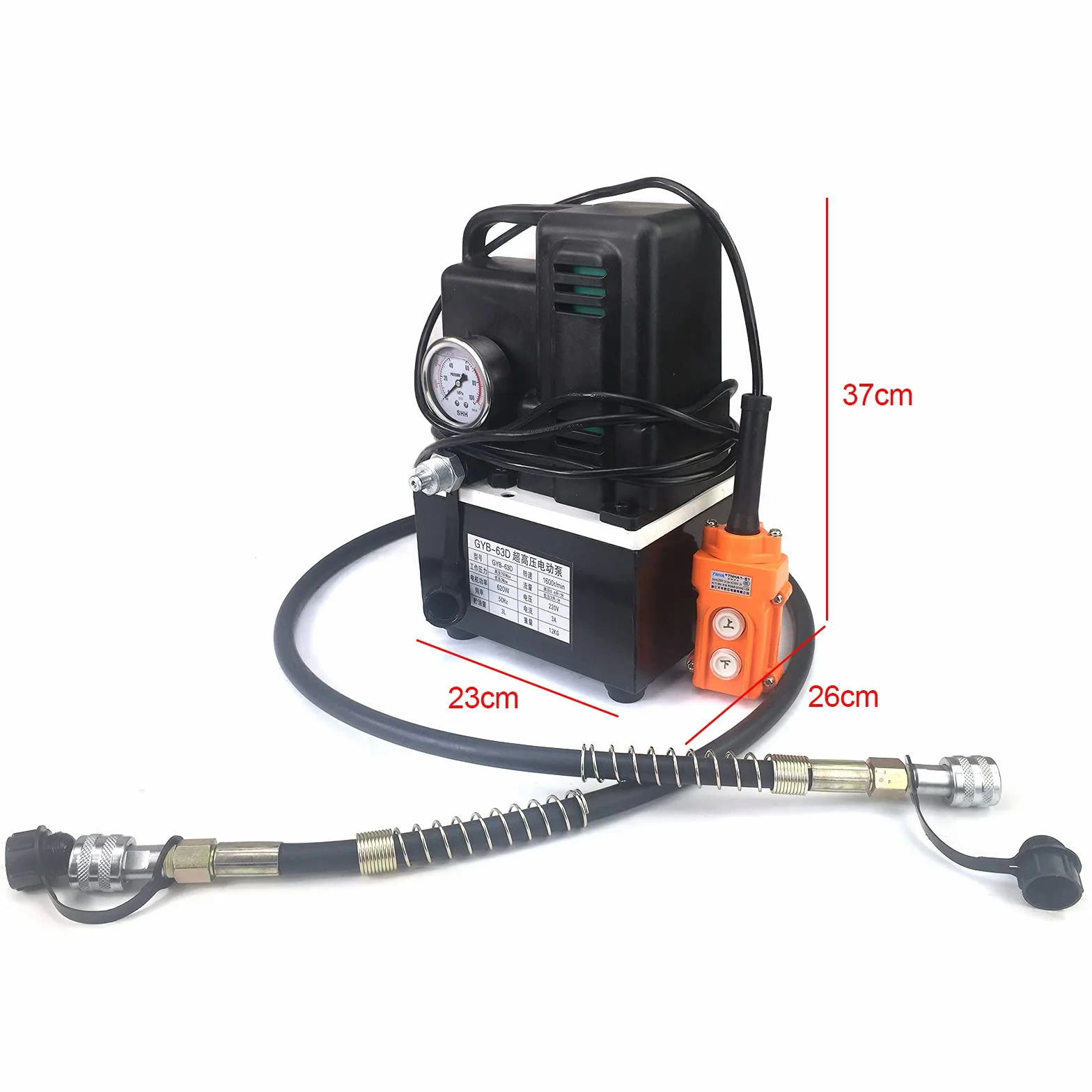 Elektryczna pompa hydrauliczna, 1200 W, 700 bar, wysokie ciśnienie, olej hydrauliczny, pojedyncza pompa olejowa, wysoka i niska wydajność ciśnienia, wyposażona w przewodowy pilot zdalnego sterowania