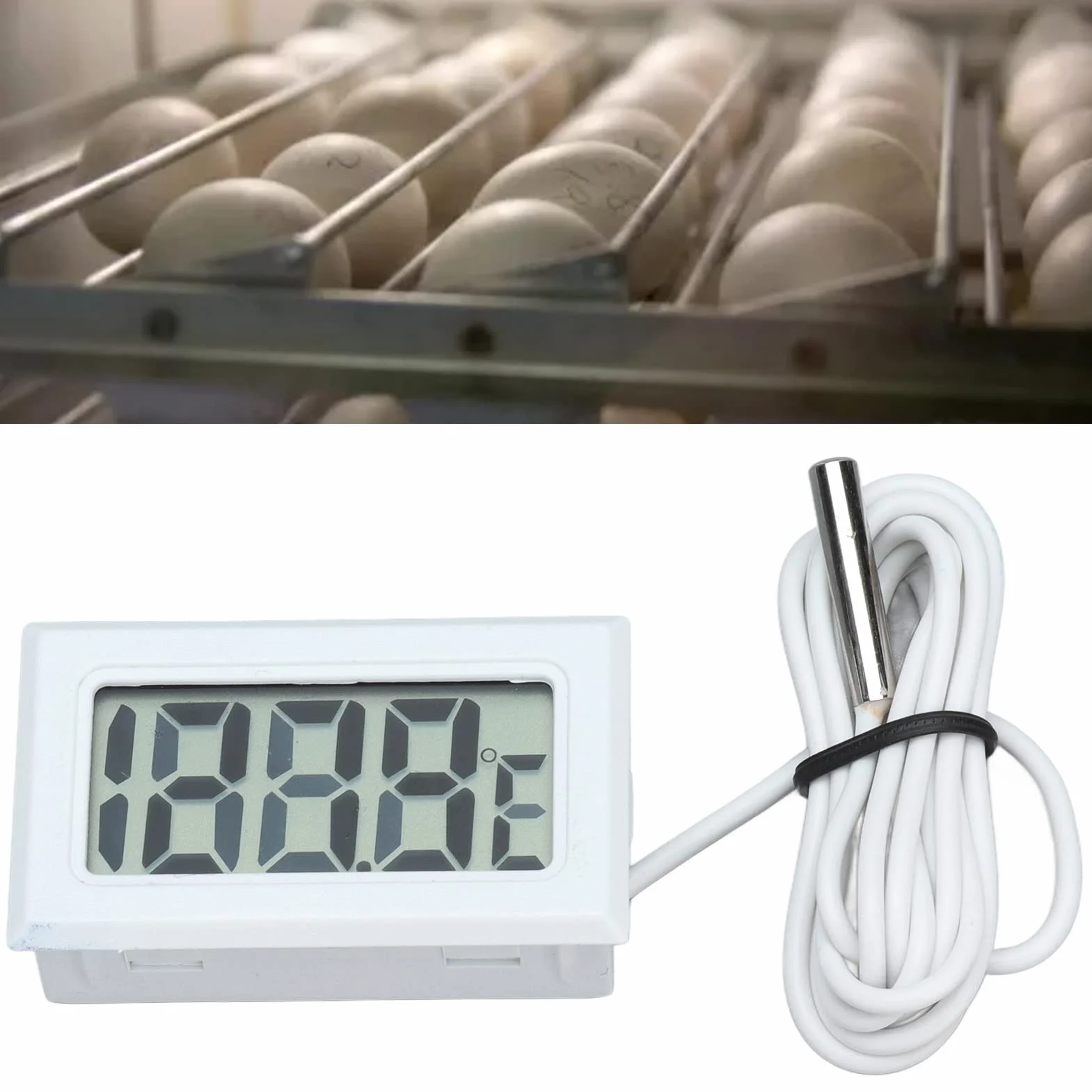 2 szt. Elektroniczny Miernik Temperatury 2s odśwież Cyfrowy Termometr LCD Termometr do Lodówki Monitor Termostat z sondą (biały*2)