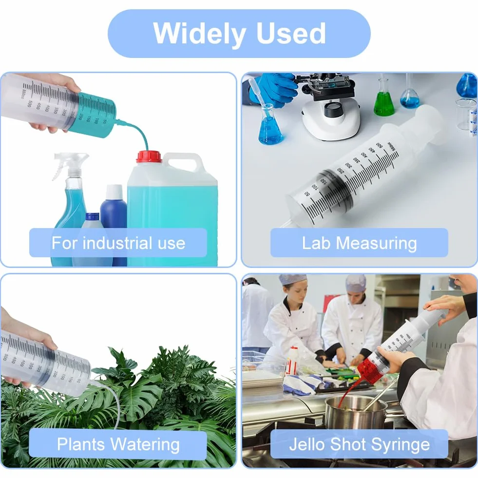 OFFCUP Plastikowa strzykawka 500 ml z wężem pomiarowa do laboratorium