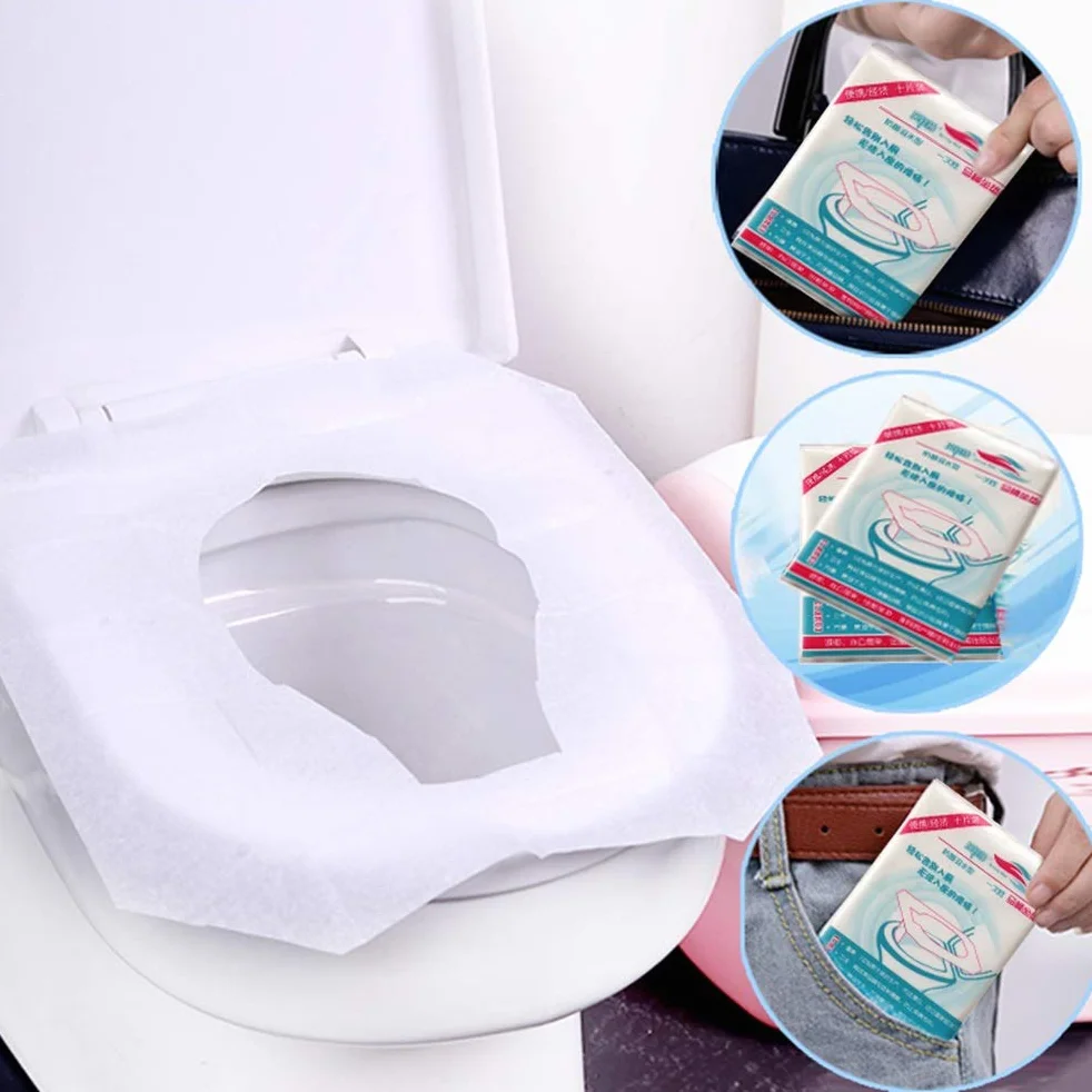 100 szt. Jednorazowe Pokrowce na Deski Sedesowe, Przenośne Poduszki Toaletowe Papierowe Wkładki Toaletowe do Toalet Publicznych Łazienka Podróże Kemping, Spłukiwane Papierowe