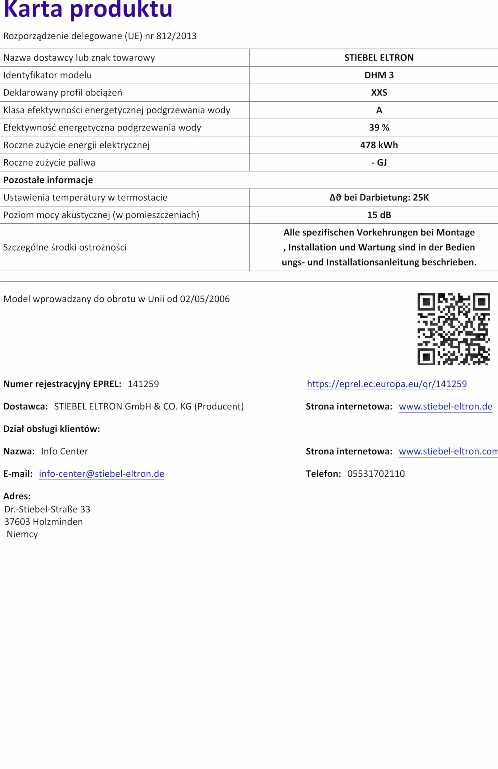 Stiebel Eltron DHM3 Mini Unvented chwilowy podgrzewacz wody