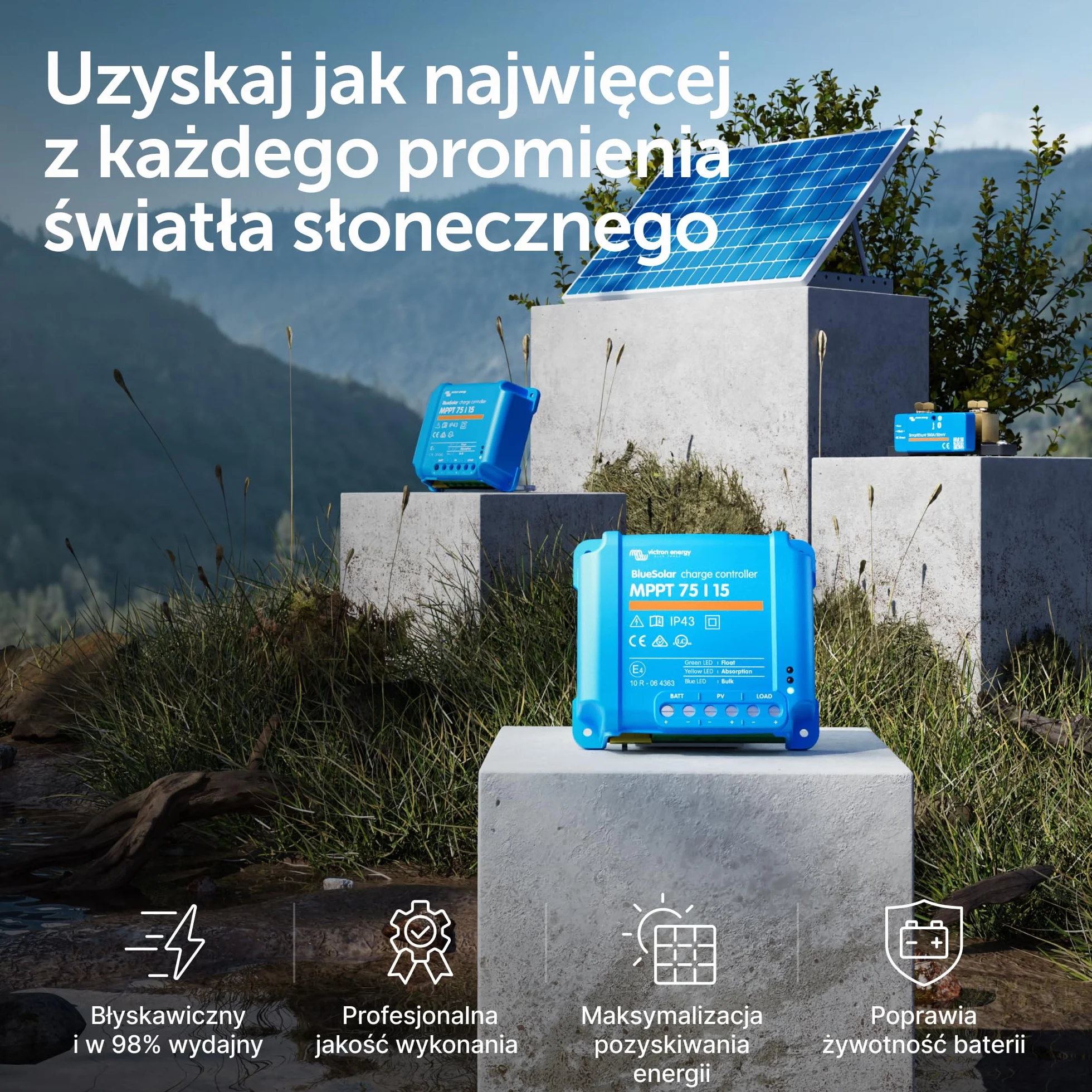 Victron Energy BlueSolar MPPT 75V 15A 12/24V Kontroler Ładowania Słonecznego