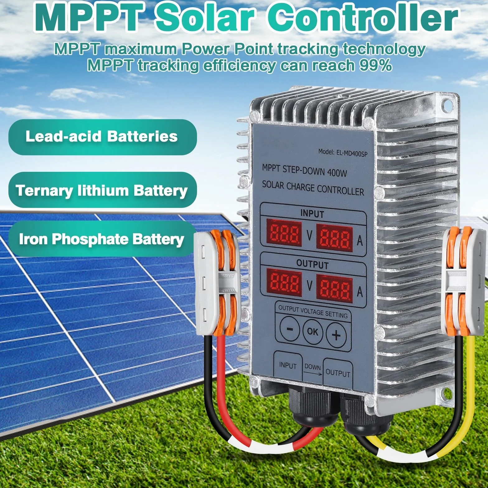 DEWIN Solarny Regulator Ładowania Boost MPPT 24 V - 85 V, Regulowany Napięcie, Step Up Solar Panel Słoneczny 400 W