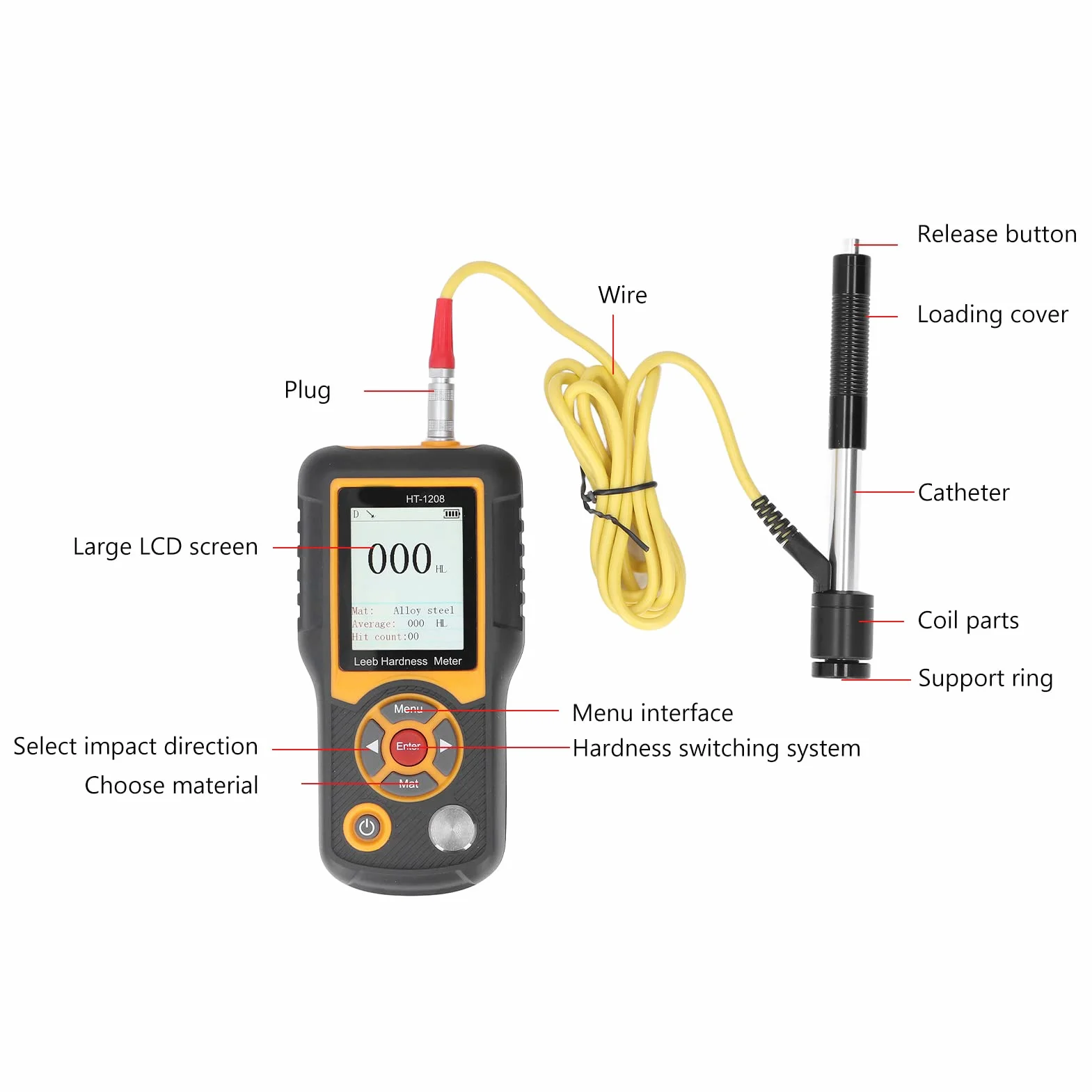 Cyfrowy Tester Twardości Metalu Leeb Rockwell Vickers Shore HT-1208