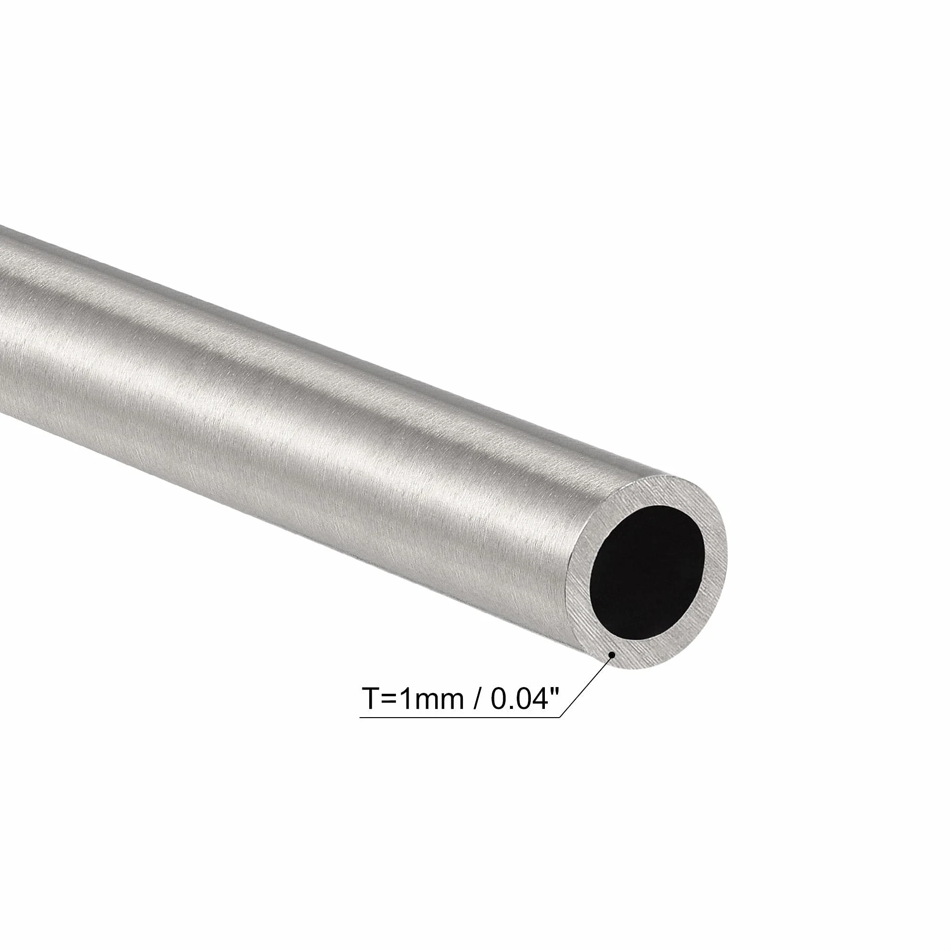sourcing map Rękodzieło okrągła rura 304 stal nierdzewna 6 mm średnica zewnętrzna 1 mm grubość ścianki 300 mm długości