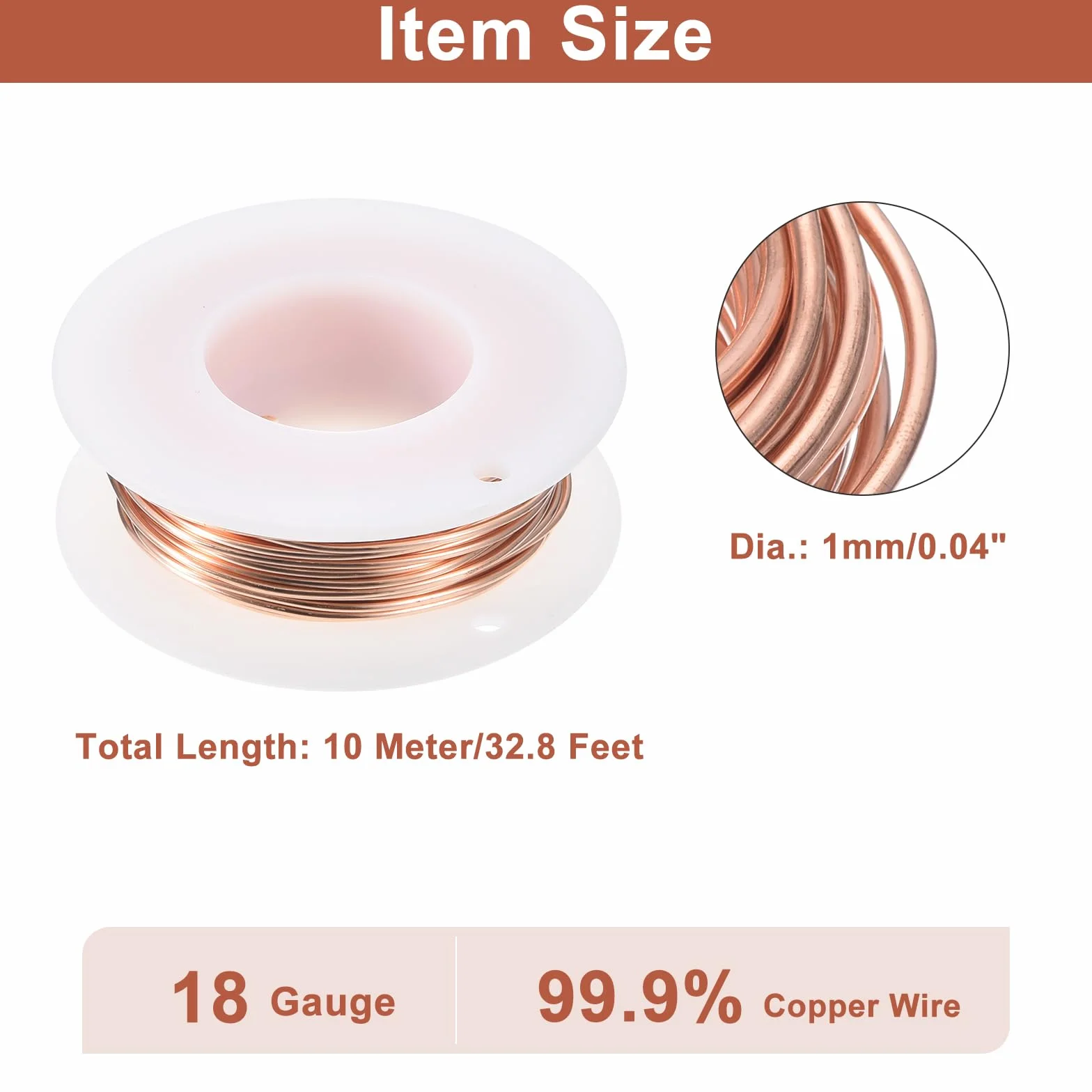 QUARKZMAN Miękki drut miedziany (18 g, 99,9% czystego, miedzianego drutu) 1 mm, masywny drut do majsterkowania, dekoracji ogrodu (10 m)