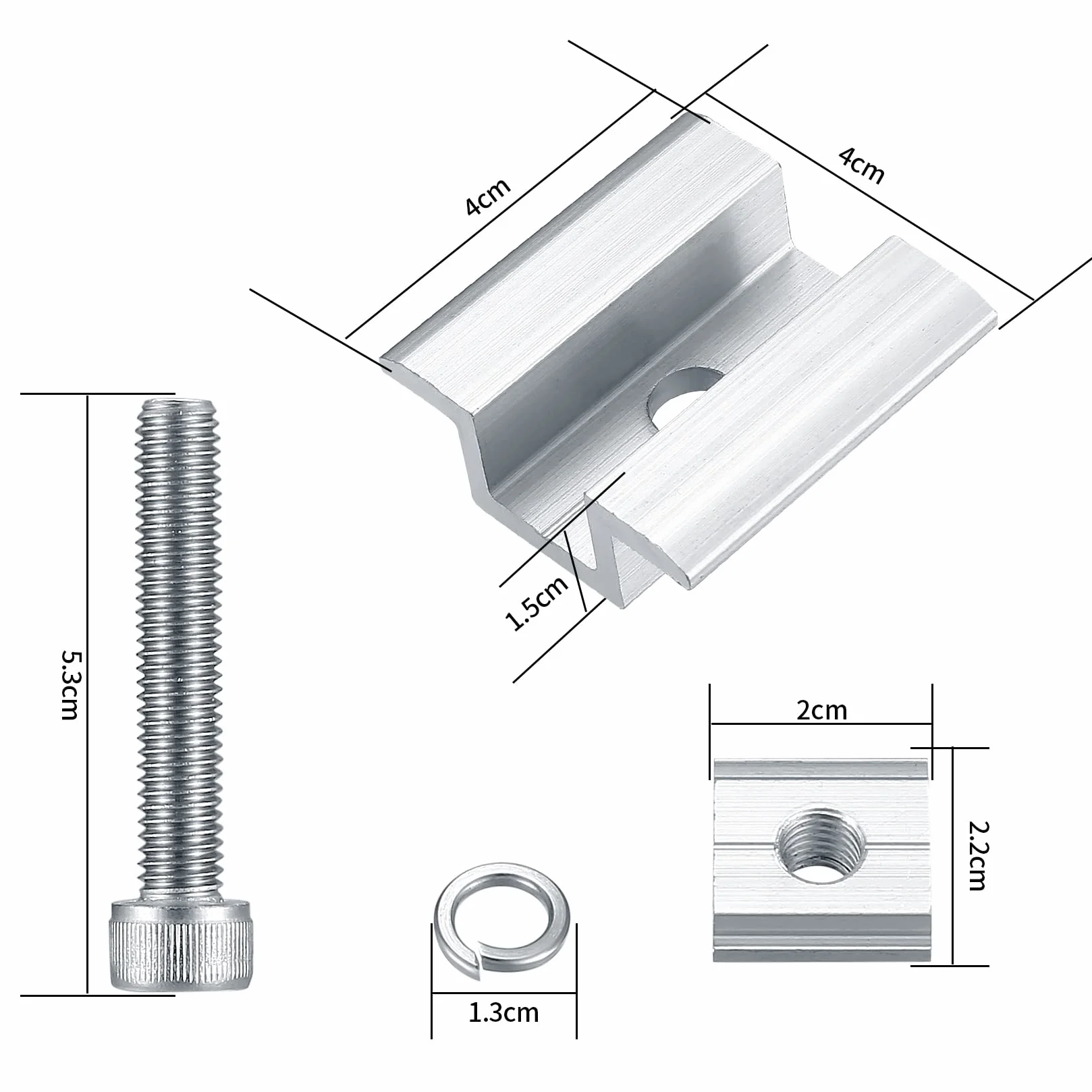 Aluminiowe zaciski centralne PV mocowanie fotowoltaiczne uchwyt montażowy do paneli słonecznych wysokość modułu 25-50 mm śruby M8