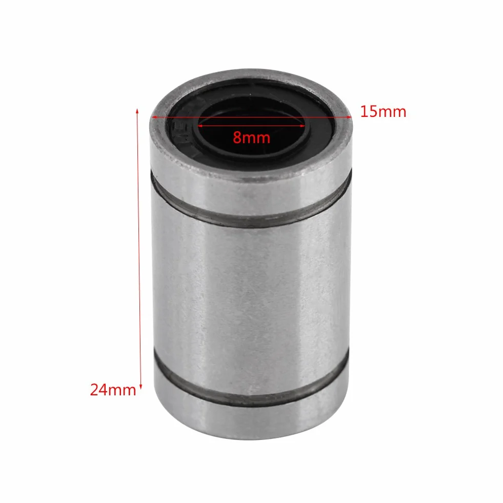Akozon 10 sztuk LM8UU liniowe łożysko ruchu, liniowe łożysko kulkowe 8mm wału łożysko ślizgowe do drukarki 3D RepRap CNC
