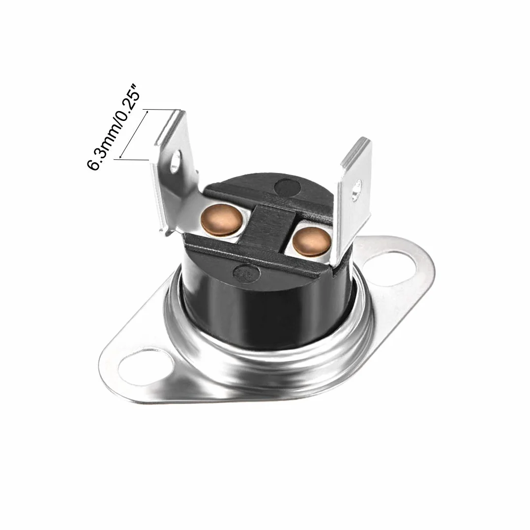 sourcing map Przełącznik regulacji temperatury termostat 120℃ 10 A N.C 6,33 mm Wrzeciono 2 szt
