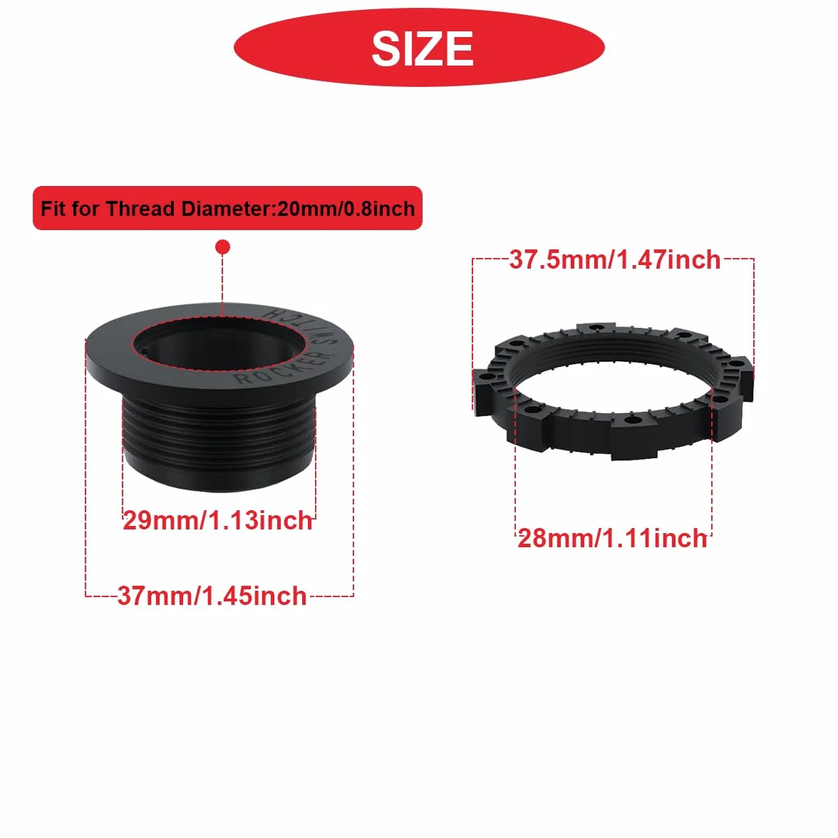5 szt. 20 mm / 0,8 cala czarny okrągły przełącznik kołyskowy panel montażowy wodoodporna pyłoszczelna plastikowa nasadka do przełącznika kołyskowego Marine Automotive RV Car Truck