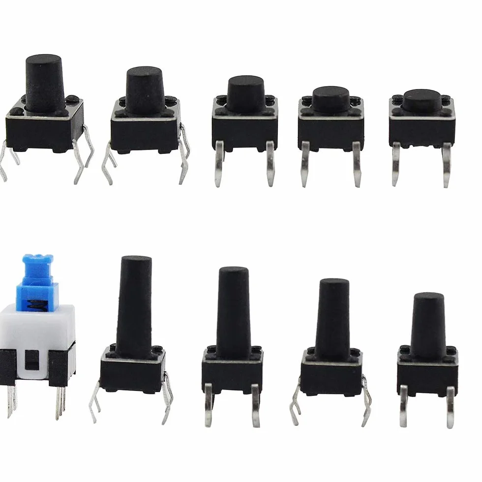 YIXISI 180 Sztuki Dotykowy Przełącznik Przyciskowy (6 * 6 mm 7 * 7 mm) Zestaw Przełączników 4-Pinowych dla pól Produktów Elektronicznych