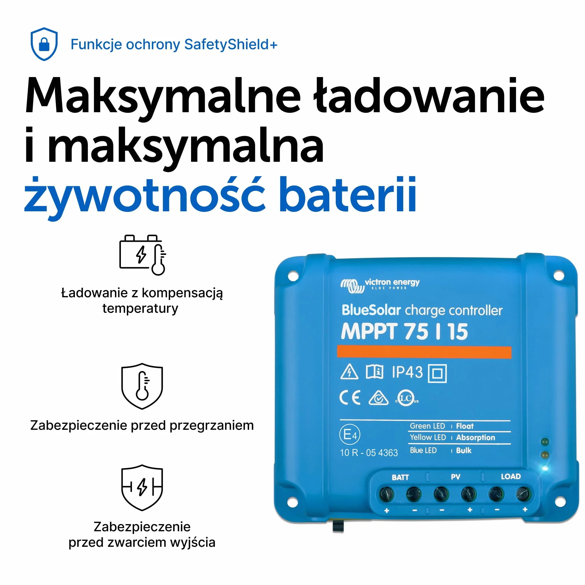 Victron Energy BlueSolar MPPT 75V 15A 12/24V Kontroler Ładowania Słonecznego