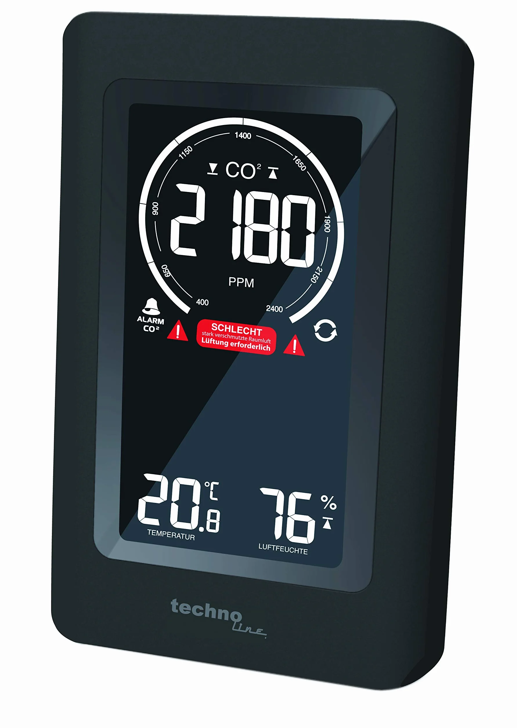 Technoline WL1030 CO2 Miernik Jakości Powietrza Czarny 9.4 x 5 x 14.5 cm