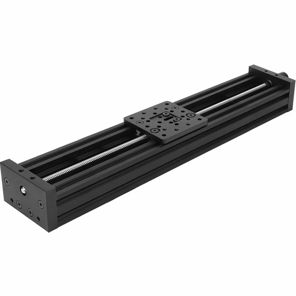 Prowadnica liniowa Stół ślizgowy 8mm Śruba kulowa prowadząca Tor ruchu Stop aluminium Prowadnica liniowa CNC Napęd etapowy do drukarki 3D Maszyna do grawerowania (500mm-czarny)
