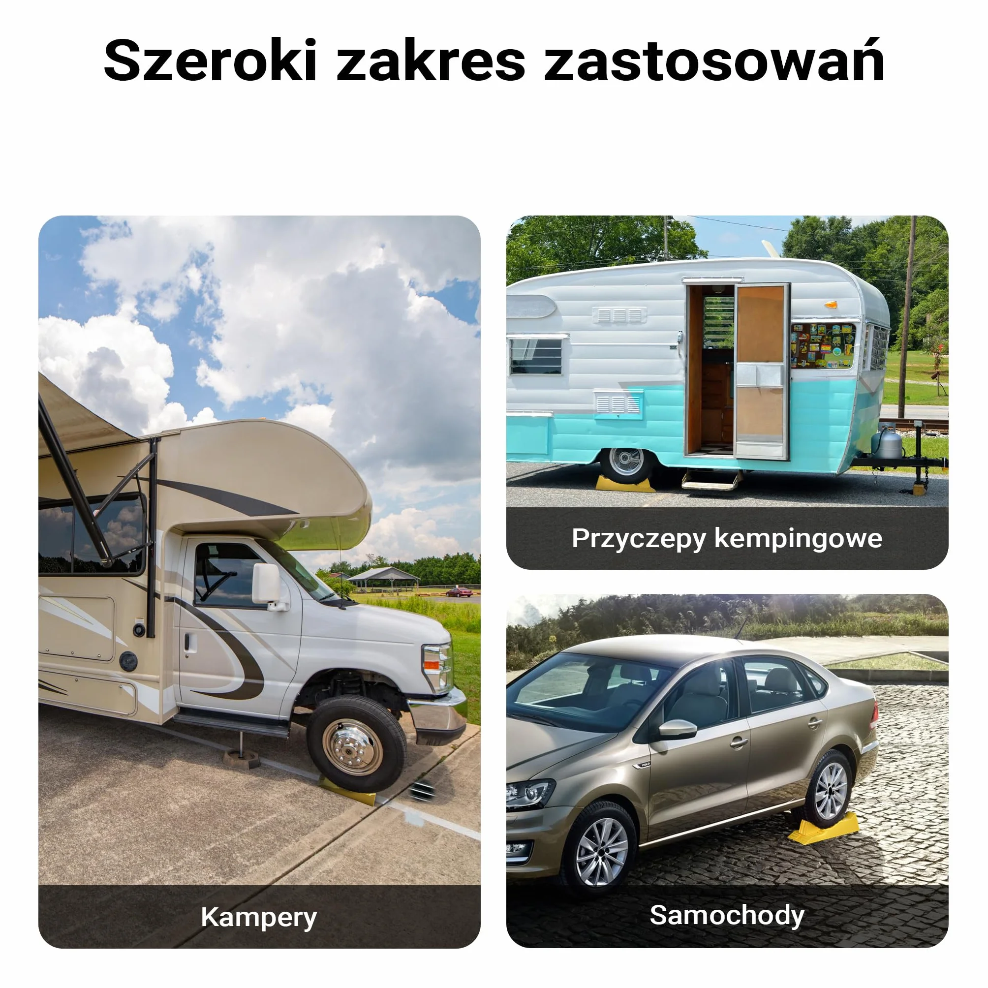 Wiltec Klin najazdowy samochodowy 2 szt. do 3 ton, żółte podjazdy HDPE 4/7/10 cm z blokadami