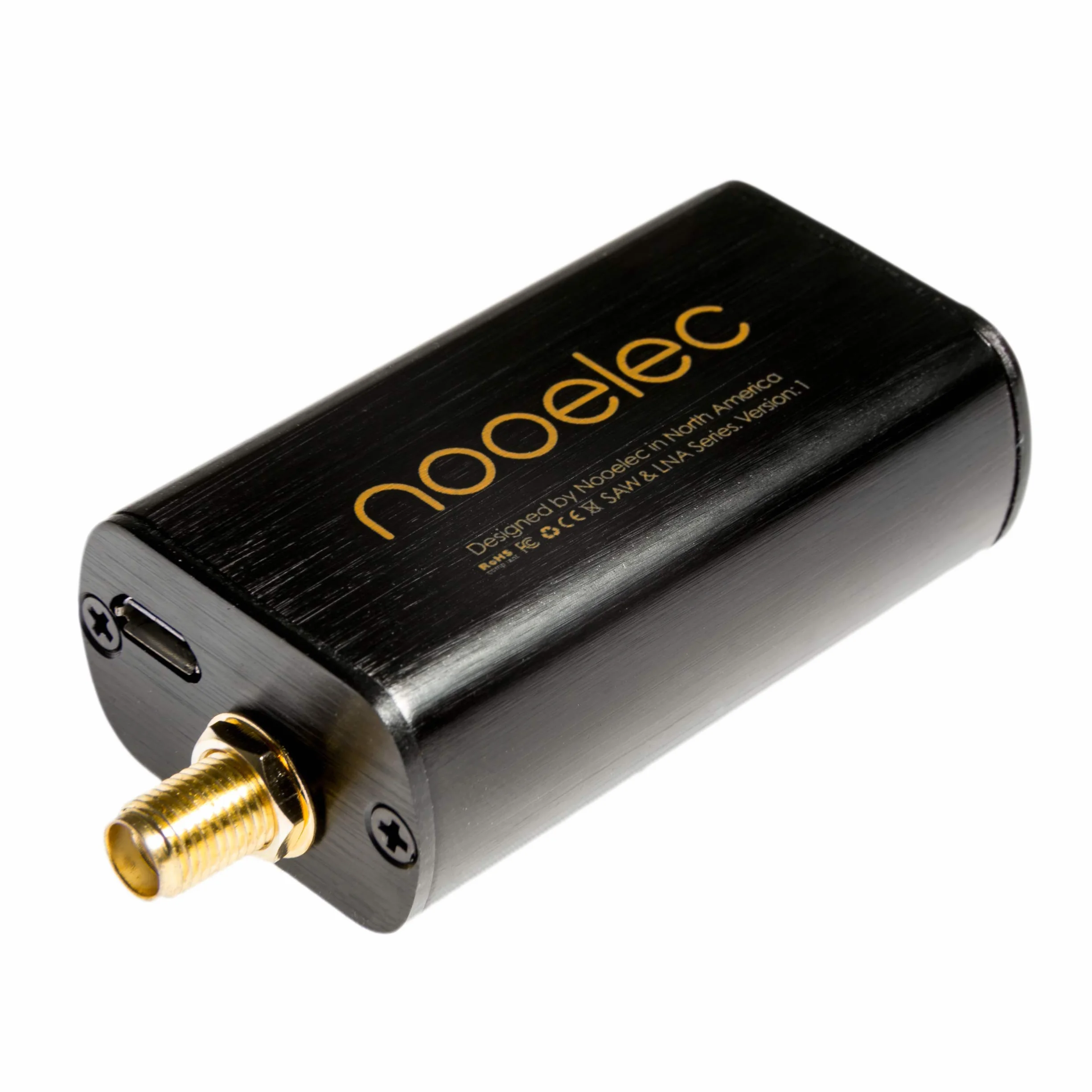 Nooelec SAWbird+ iO - Premium SAW & Cascaded Ultra-Low Noise LNA Moduł do zastosowań Inmarsat. Częstotliwość środkowa 1542 MHz