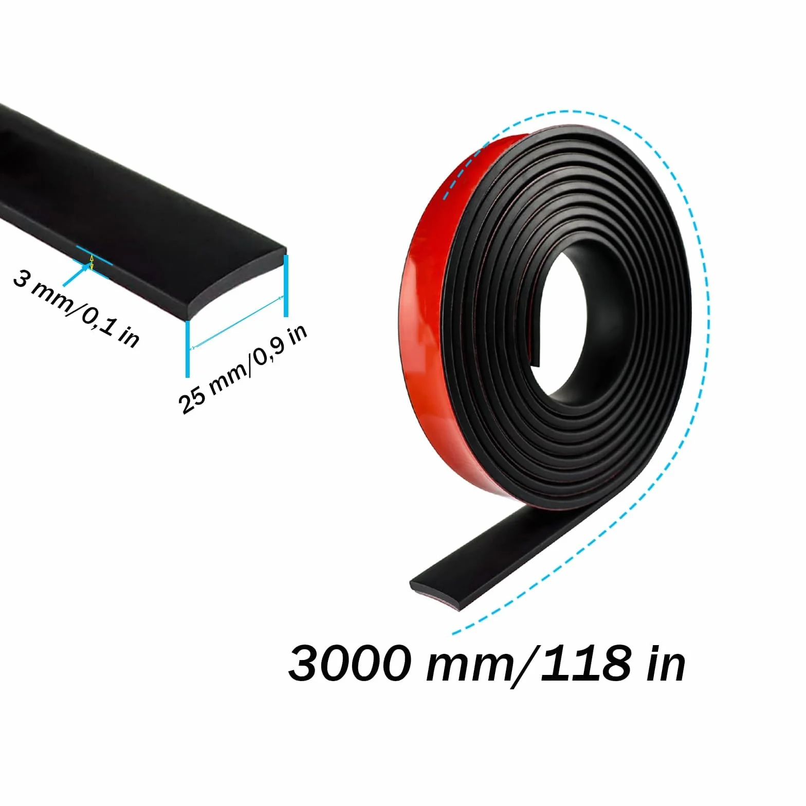 Samoprzylepne paski gumowe uszczelniające 3 m 25 x 3 mm neoprenowa taśma