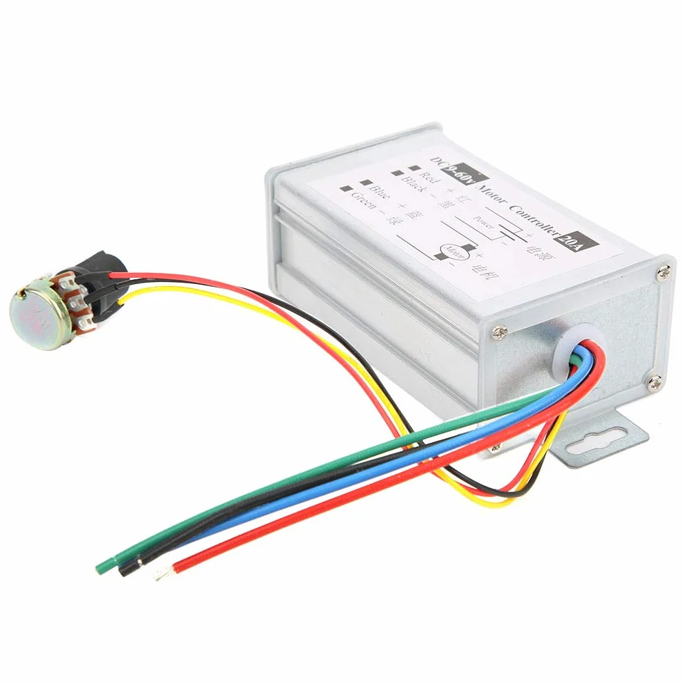 Sterownik Prędkości Silnika PWM 1200W DC9-60V 0-20A z Metalową Obudową
