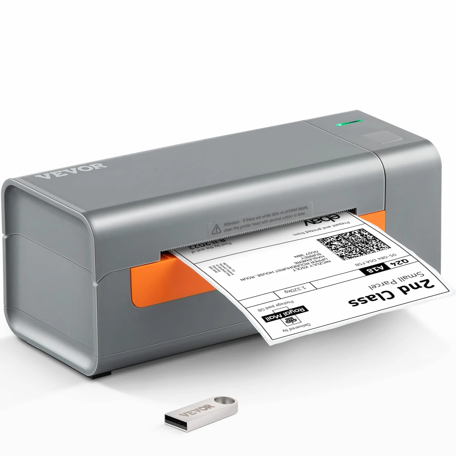 VEVOR Thermal Label Printer 203DPI 4x6 USB 150 mm/s bezpośrednia termiczna drukarka etykiet szara