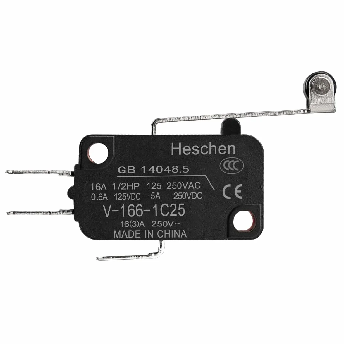 Heschen mikro przełącznik V-166-1C25 SPDT długa dźwignia rolkowa 16 A 250 V AC 5 szt.