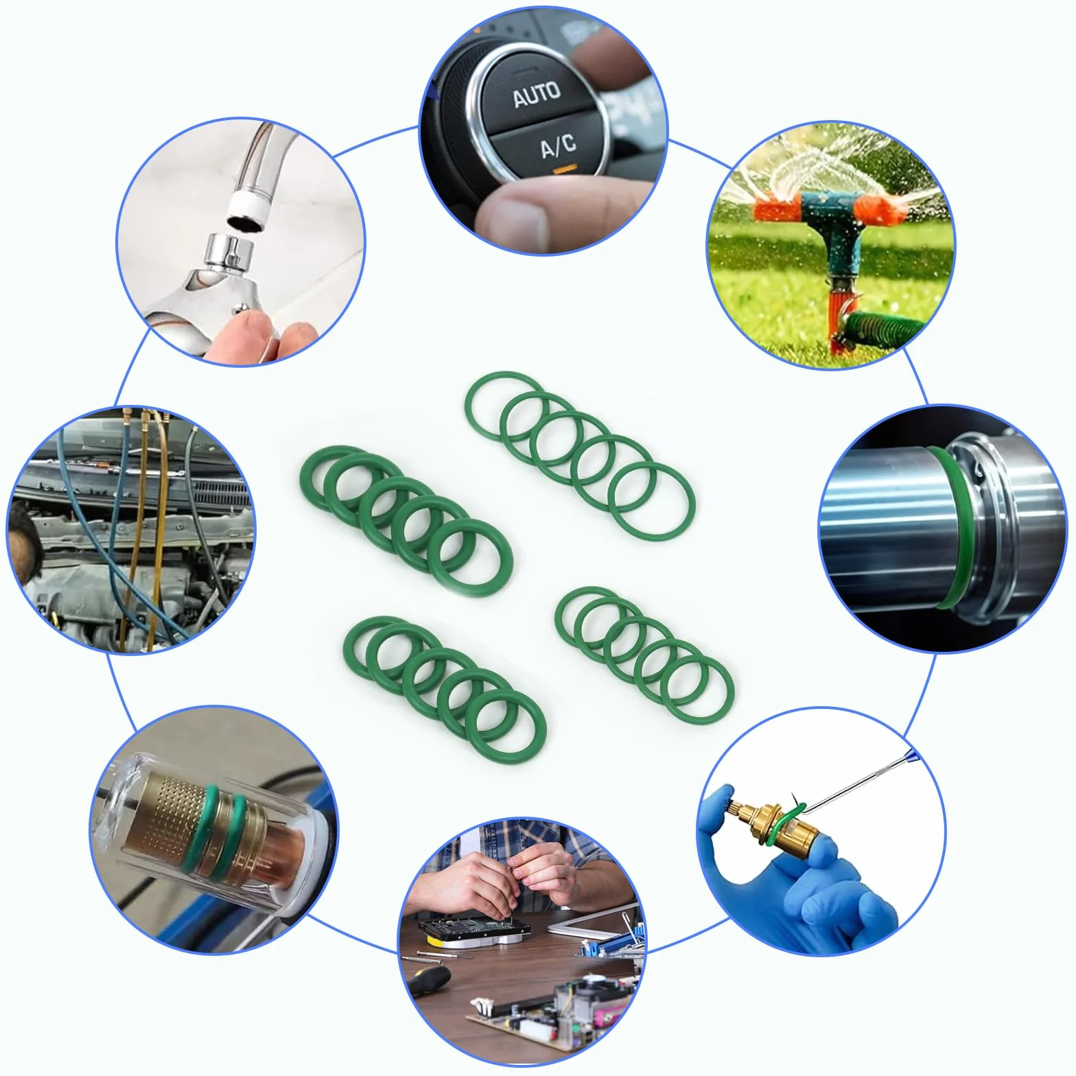 595PCS Zestaw Gumowych O-Ringów, 36 Rozmiarów Uszczelek O-ring, Pierścieni Uszczelniających Ø 3mm-22mm, NBR Pierścienie Uszczelniające do Kranu, Myjki Ciśnieniowej, Naprawy Hydraulicznej i Samochodu