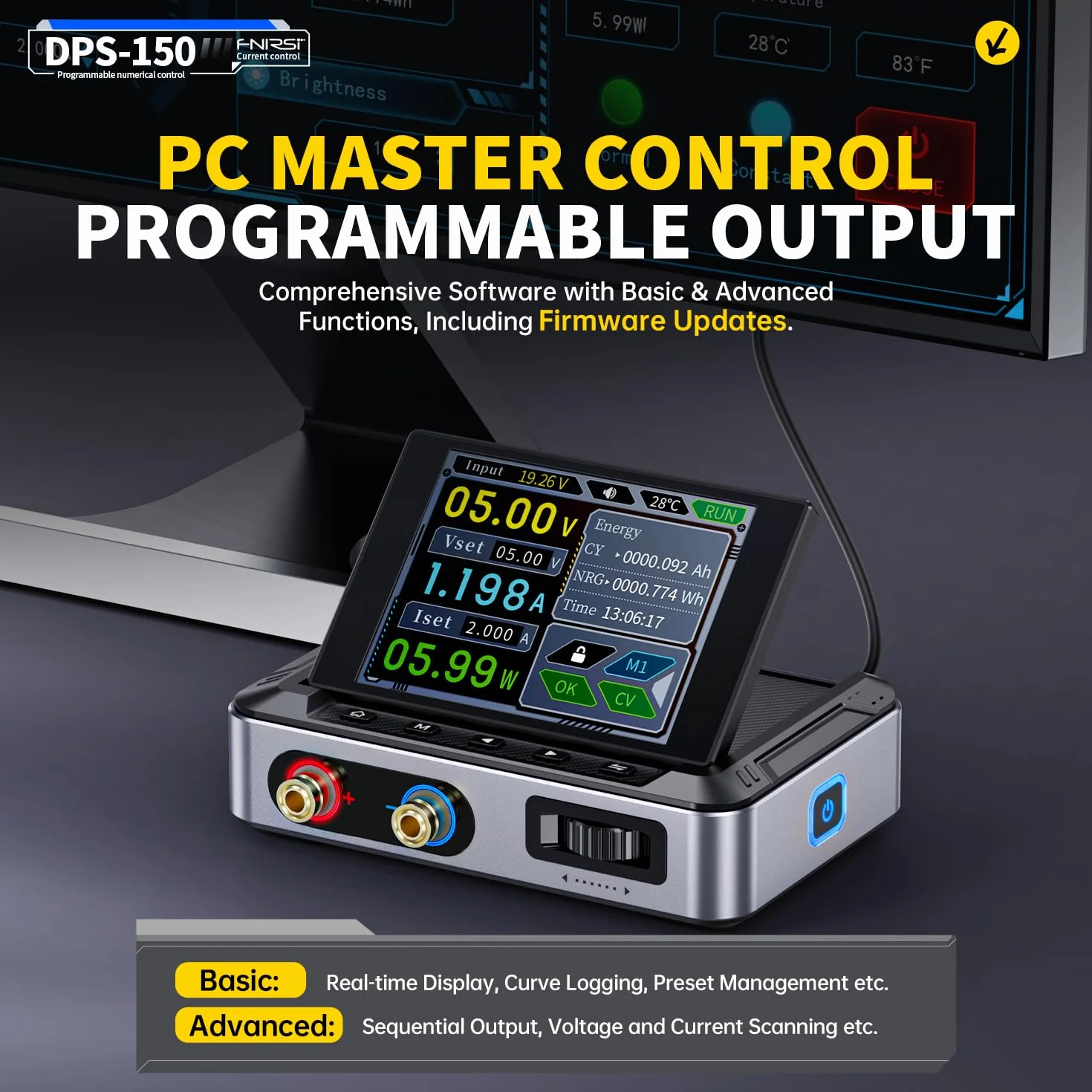 Programowalny zasilacz impulsowy,zmienny zasilacz DC regulacja od 30V 5A z 4-cyfrowym wyświetlaczem IPS fala mocy <20 mV PD/QC/DC programowalny zasilacz impulsowy z komputera