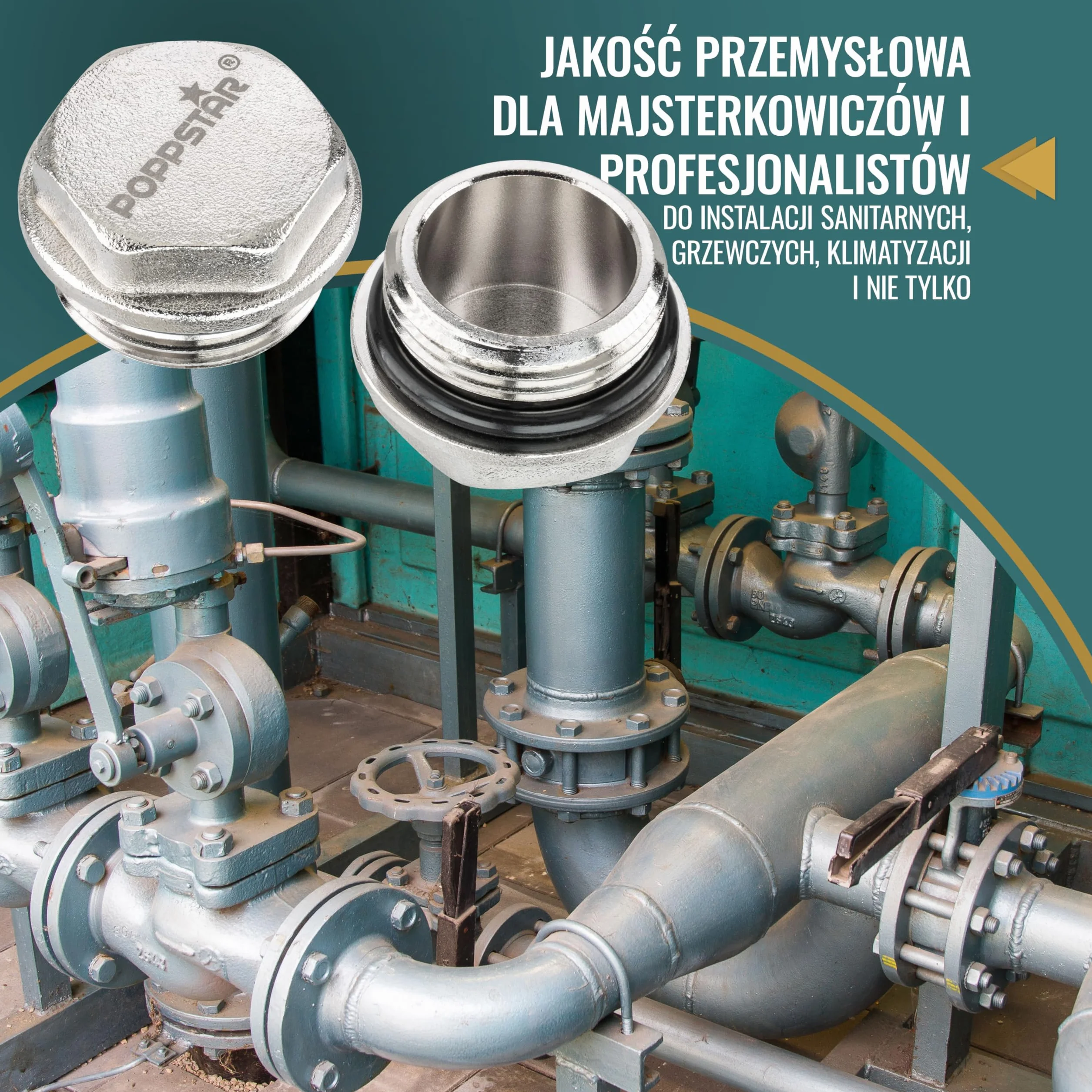 Poppstar Korki mosiężne (gwint zew.3/4" (32mm), maks. 50bar, sześciokąt 26mm) z samouszczelniającym gumowym pierścieniem 3/8", 4 sztuki