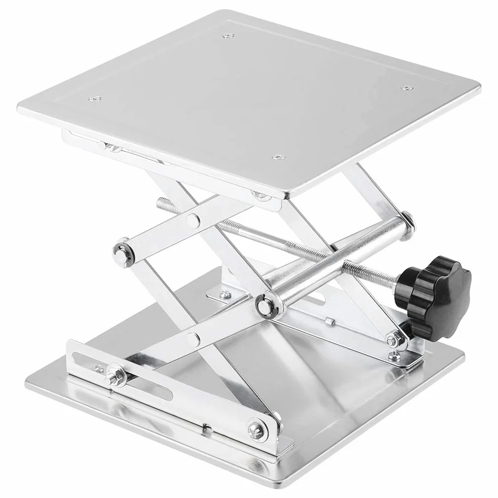 Labasics Lab podnośnik nożycowy, 200 x 200 mm, ze stali nierdzewnej, podest laboratoryjny, podnoszenie, wysokość podnoszenia od 80 mm do 280 mm, nośność 15 kg