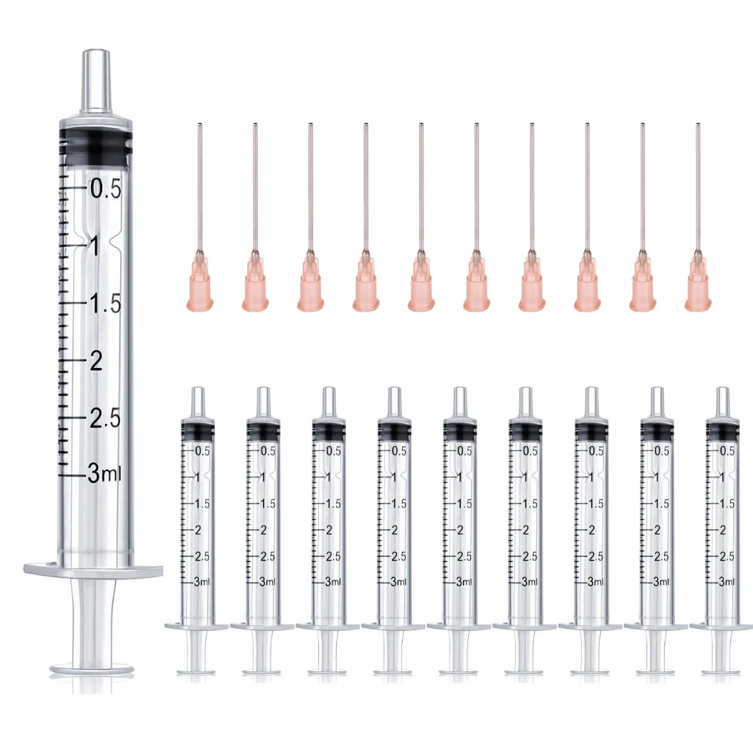 10 sztuk x 3 ml strzykawka i 10 x kaniula, zestaw strzykawek z tępymi igłami, różne rozmiary: 1 ml, 3 ml, 5 ml, 10 ml, 20 ml, 30 ml, 60 ml, dla hobbystów i majsterkowiczów, pojedynczo sterylnie