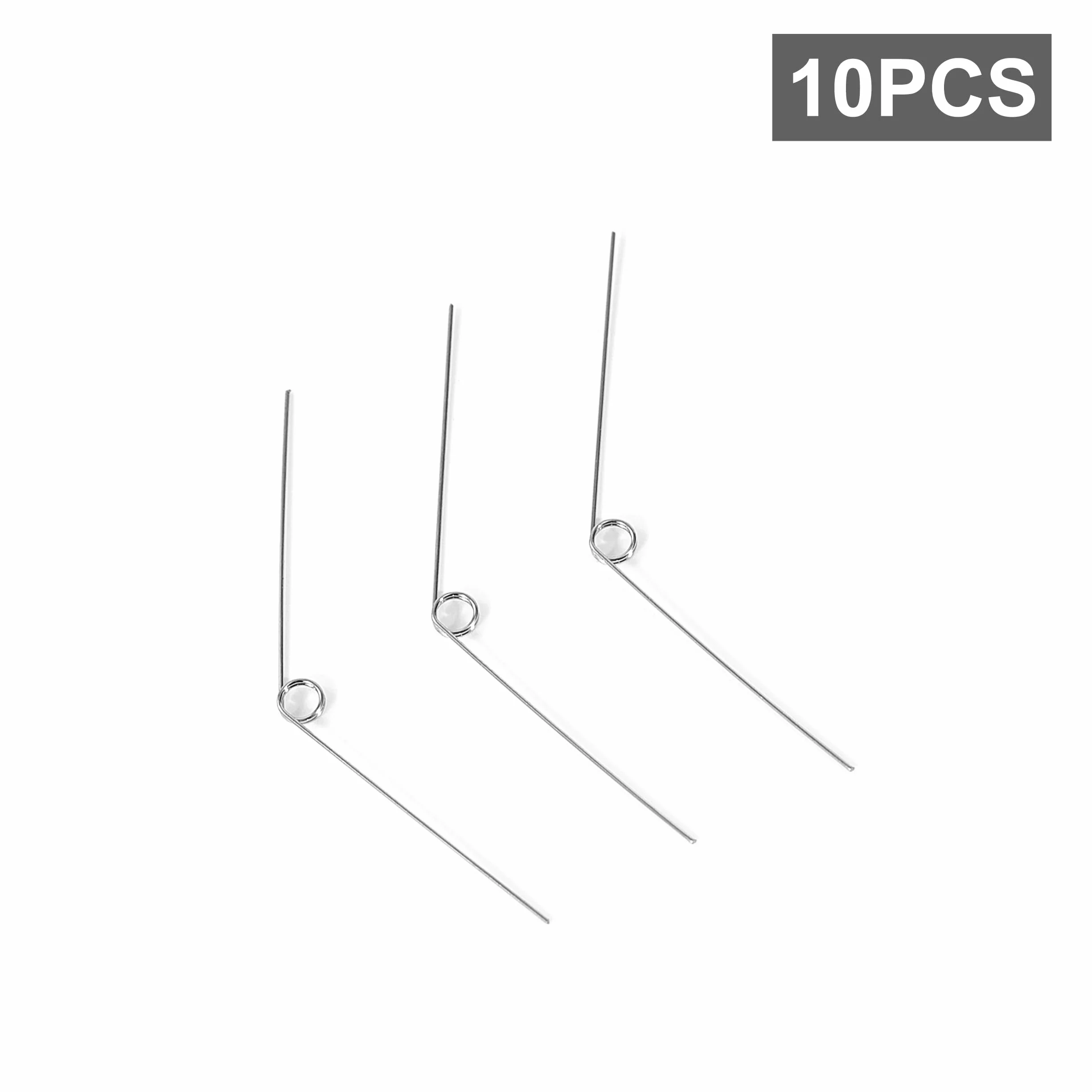 10 szt. sprężyn skrętnych ze stali nierdzewnej średnica drutu 0,3 mm średnica wewnętrzna 2 mm długość ramienia 20 mm kąt 135° 2 obroty prawy obrót 0,3 x 2 x 20 mm