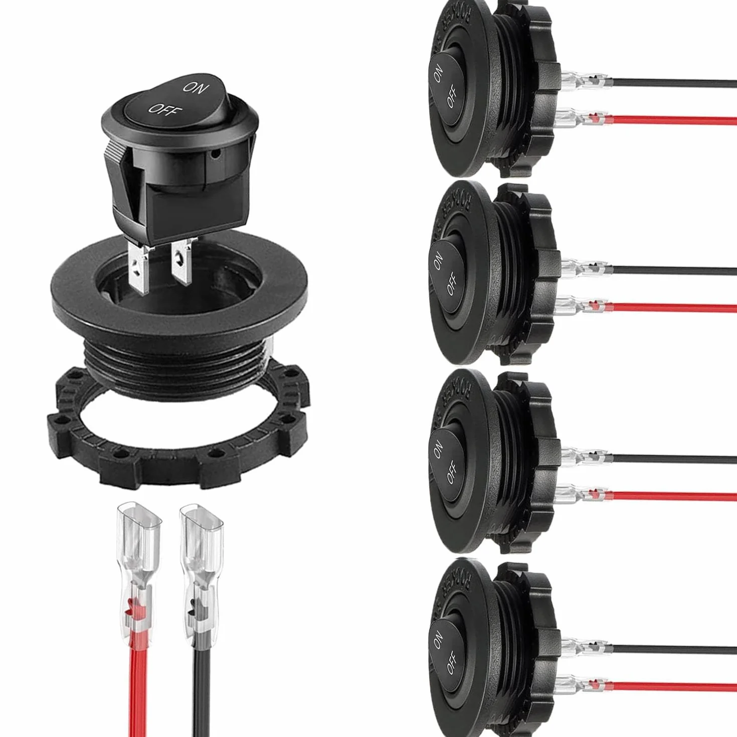RUNCCI-YUN 5 szt. 3-pinowy okrągły przełącznik kołyskowy, przełącznik 12V ON/OFF SPST przełącznik panelowy mini okrągły przełącznik dźwigniowy przycisk 10 A 125 V AC/10 A 12 V DC