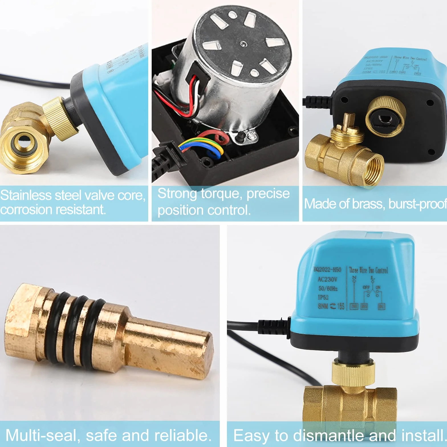 SWAWIS 2-drożny elektromagnetyczny zawór kulowy DN25 1 cal 230 V mosiężny niebieski