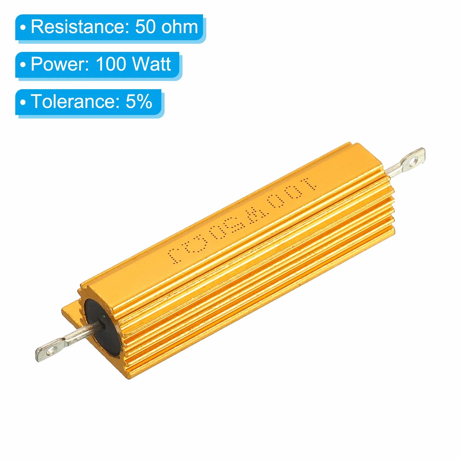 PATIKIL 2 sztuki 100 W 50 omów aluminiowa obudowa rezystor drut rezystor śruba opornik moc rezystor złoty odcień