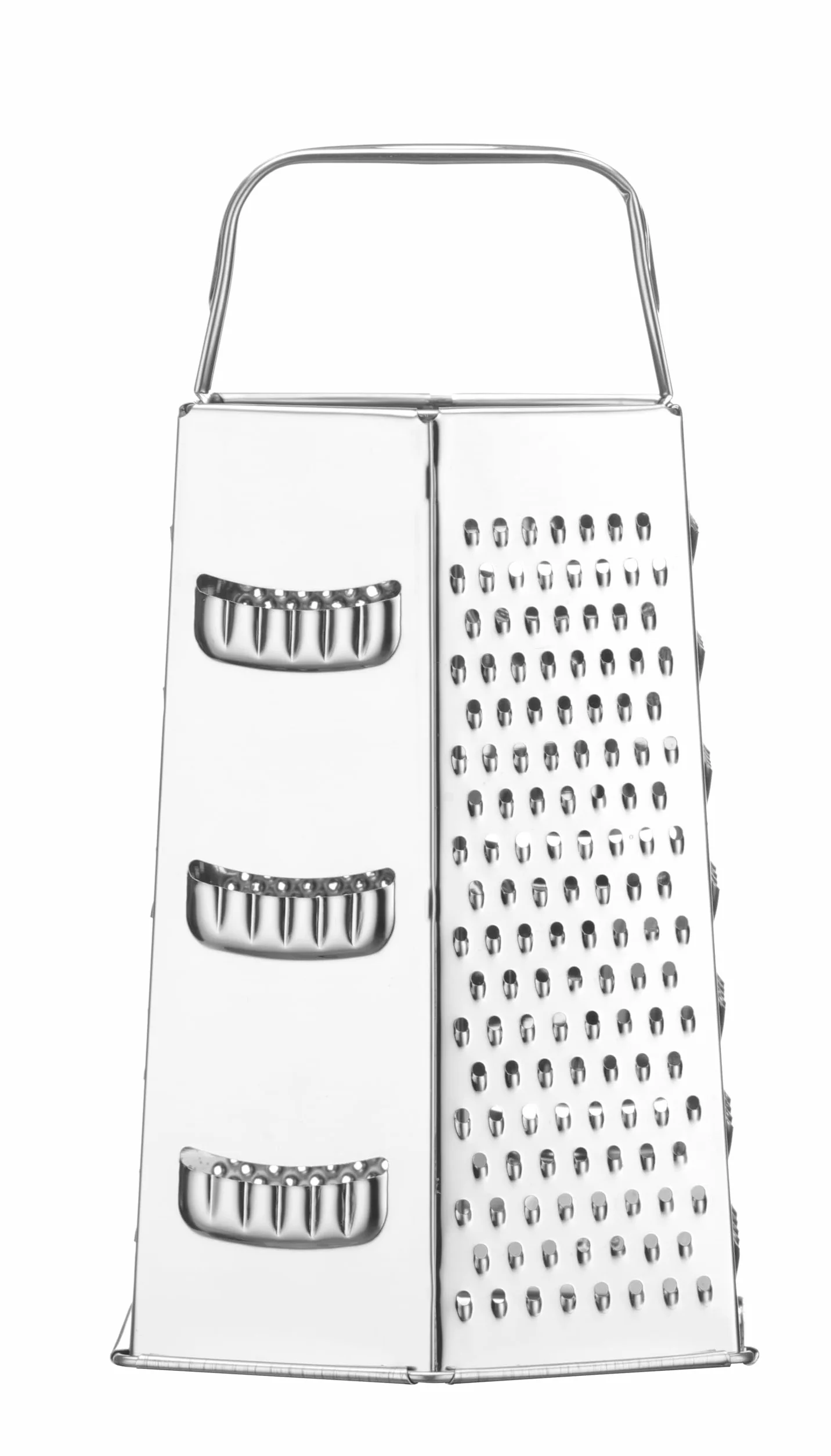 HENDI Tarka, 6-stronna, bardzo drobna, drobna, średnia, gruba i 2 strony tnące, ergonomiczny uchwyt, tarka do warzyw, krajalnica do warzyw, tarka kuchenna, 135x113x(H)215mm, stal nierdzewna