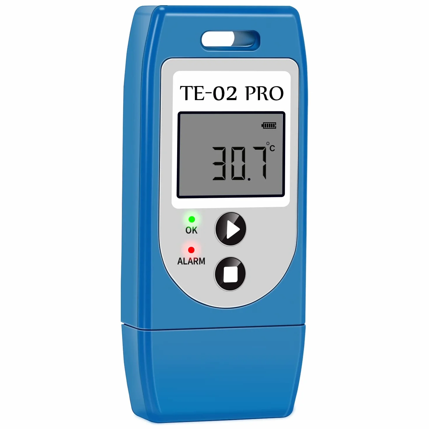ThermElc TE-02Pro rejestrator temperatury, światło LED ostrzegające o temperaturze, MKT, od -30 do +60 °C i łatwo dostępne raporty danych PDF CSV, odpowiedni łańcuch chłodzący wrażliwy na temperaturę