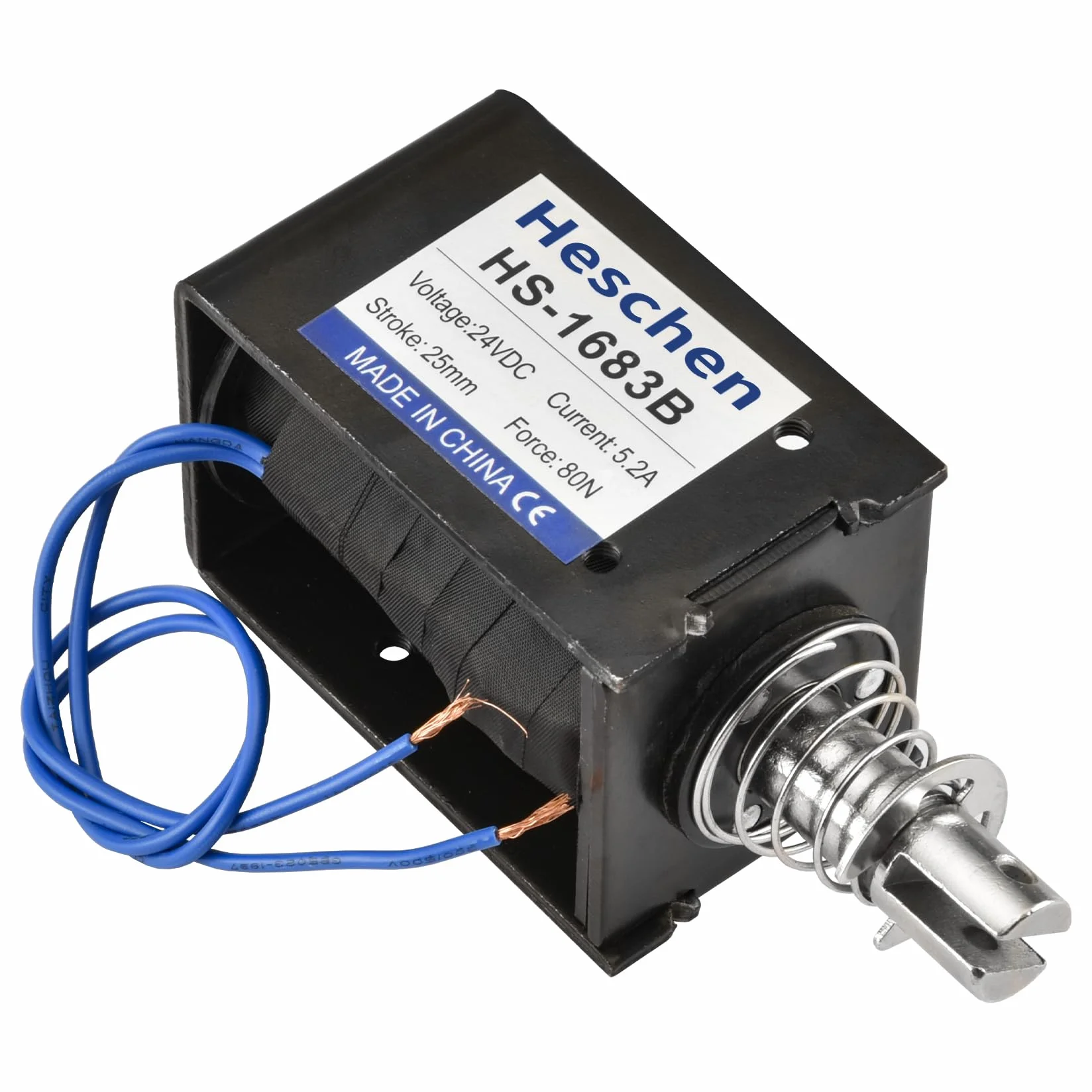 Heschen Elektromagnes HS-1683B DC24V 5,2A skok 25 mm siła 80N Push Pull