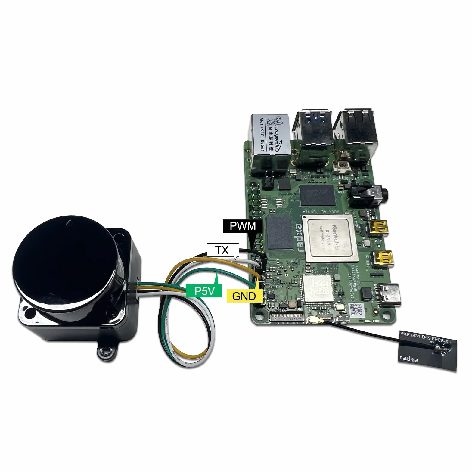 WayPonDEV FHL-LD19 Zestaw czujnika odległości Lidar 2D 360° 10Hz 12m