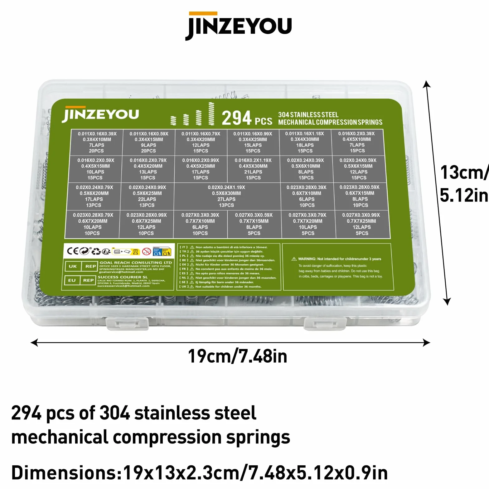 294 sztuki zestawu sprężyn naciskowych, sprężyny ze stali nierdzewnej, spiralne metalowe sprężyny, mały zestaw sprężyn, mechaniczne sprężyny