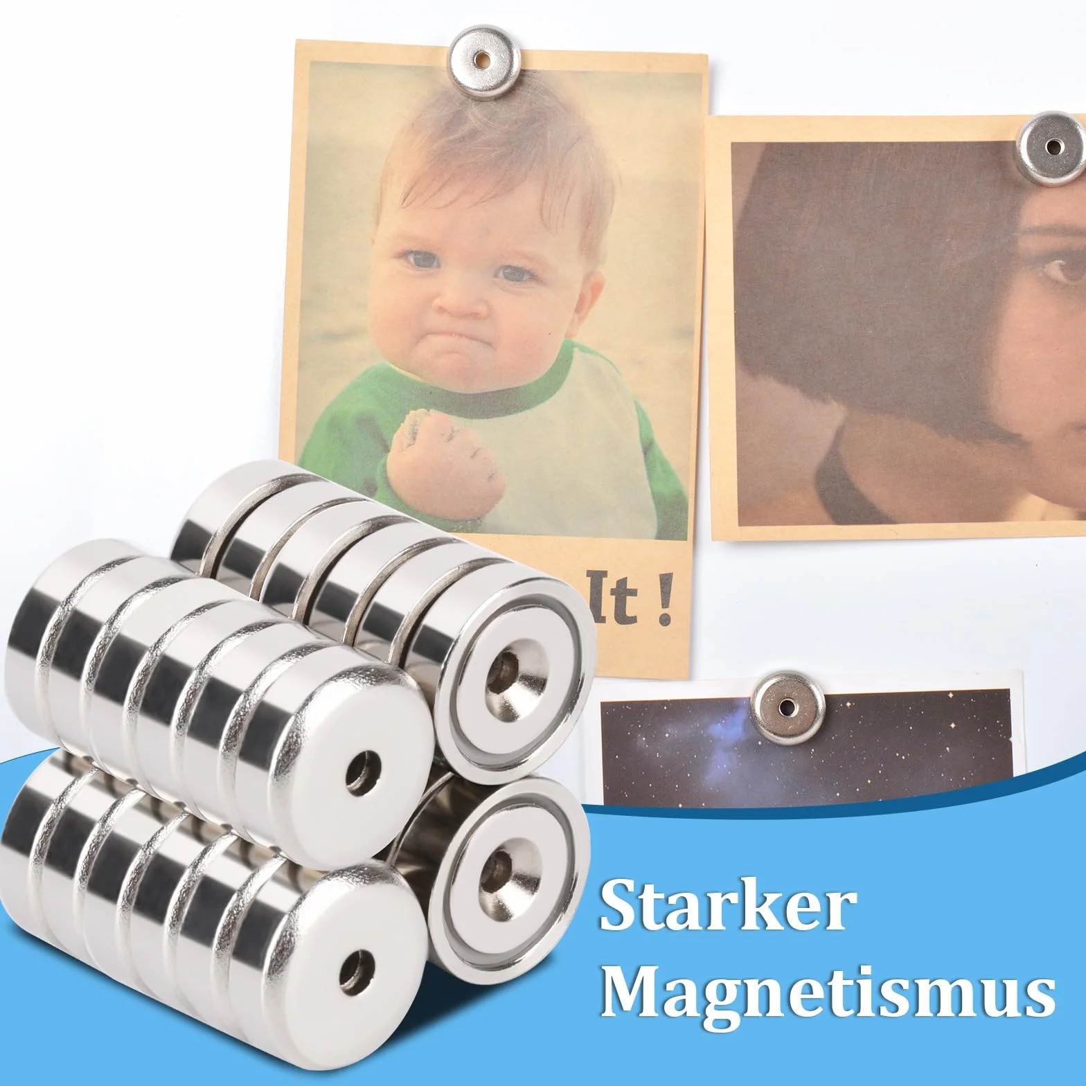 Magnesy neodymowe z otworem 10 kg 20 mm okrągłe garnkowe 8 sztuk