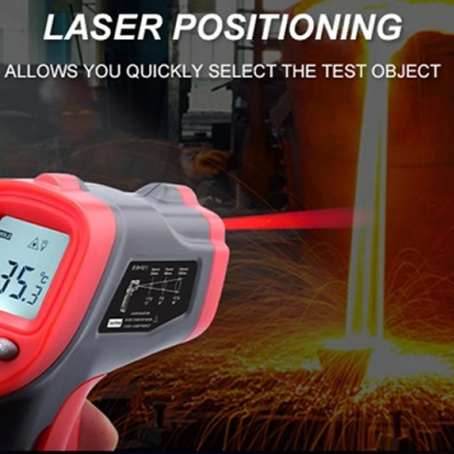Pistolet do Pomiaru Temperatury na podczerwień, -50 ℃ ~ 550 ℃ (-58 ℉ ~ 1022 ℉), Laserowy Czytnik Temperatury Powierzchni, Ręczny Pistolet do Pomiaru Temperatury do Gotowania