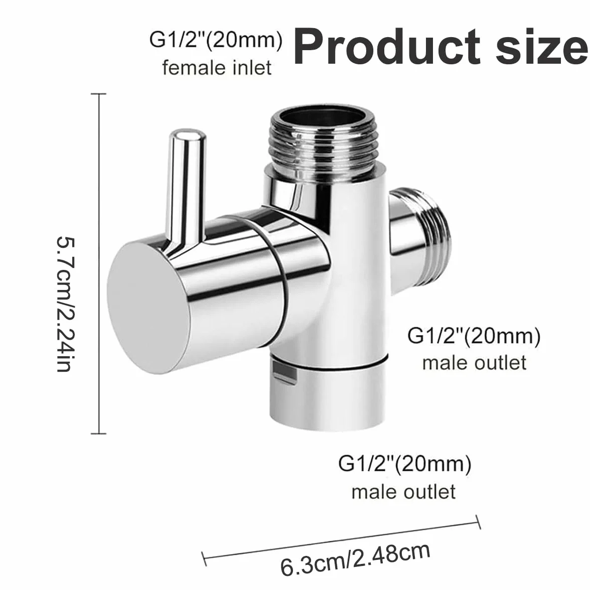 3-drożny zawór przełączający 1/2 cala do prysznica, adapter T